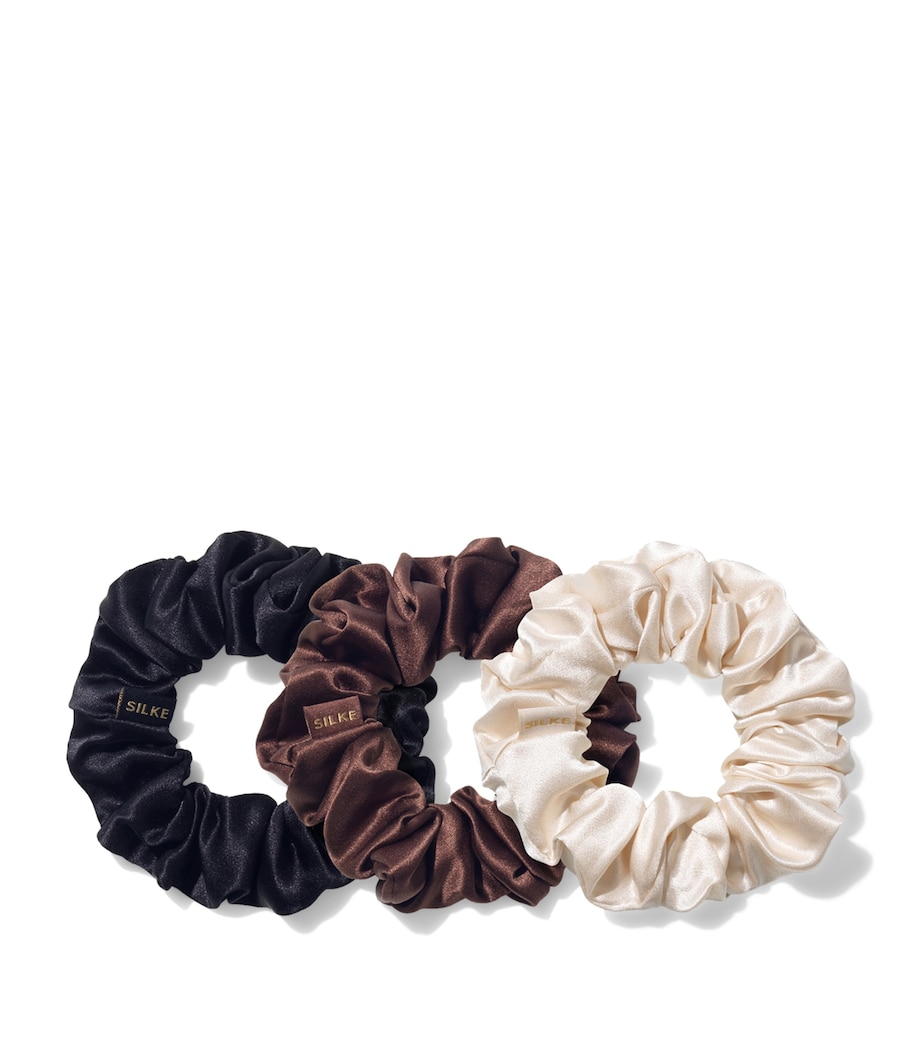 Mulberry Silk Hair Scrunchies (Set of 3) CLASSIC MIX - BROWN, CHAMPAGNE Image 1