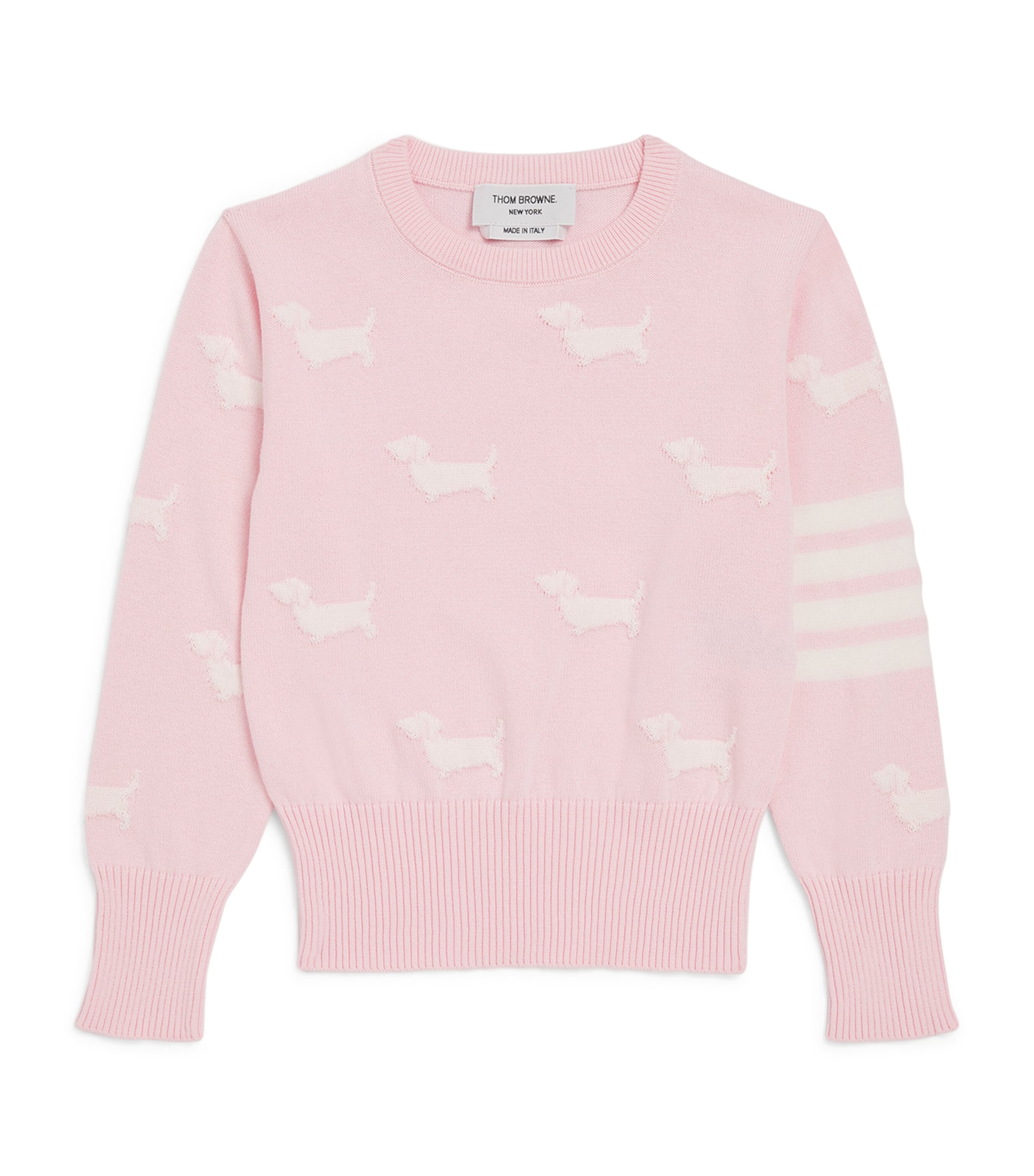 Thom Browne Cotton Dog Print Sweater In Pink