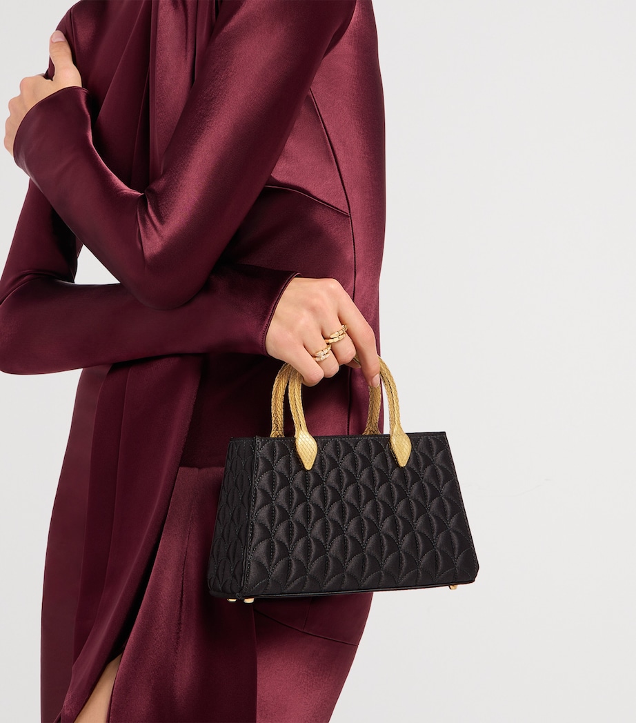 Satin Serpentine Duo Top-Handle Bag BLACK Image 4