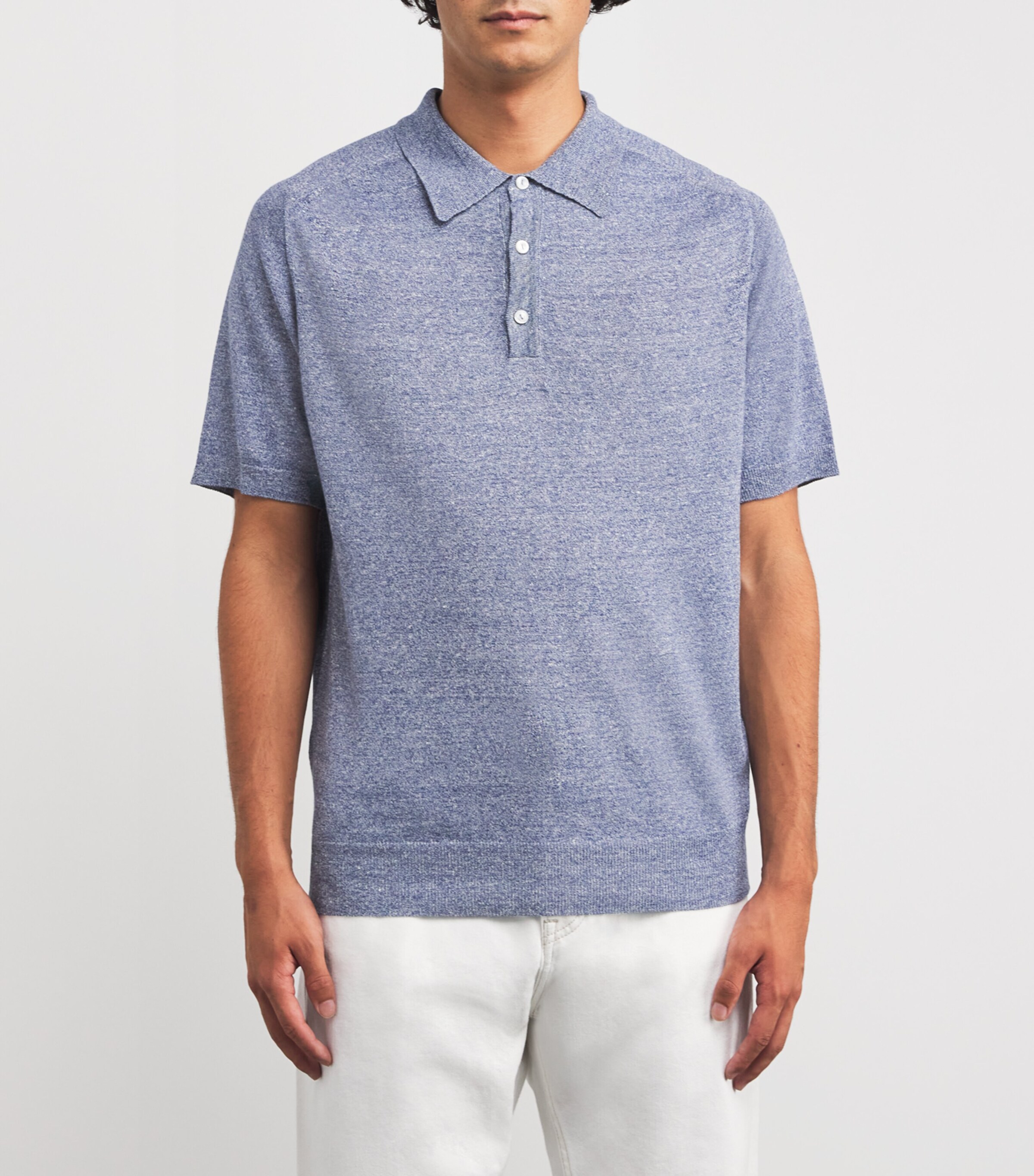 Eton Mens Cotton-Linen Polo Shirt Dark Blue Image 3