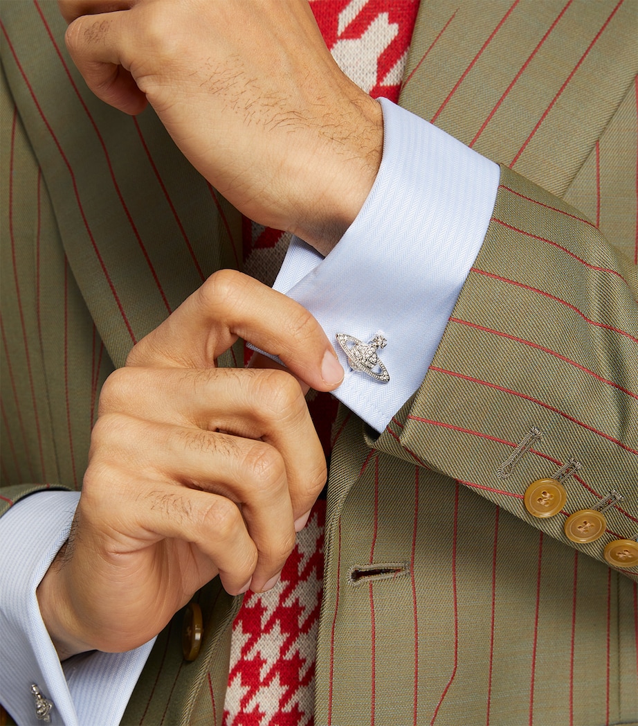 Mini Bas Relief Orb Cufflinks P116 PLTNM/CRYSTAL Image 3