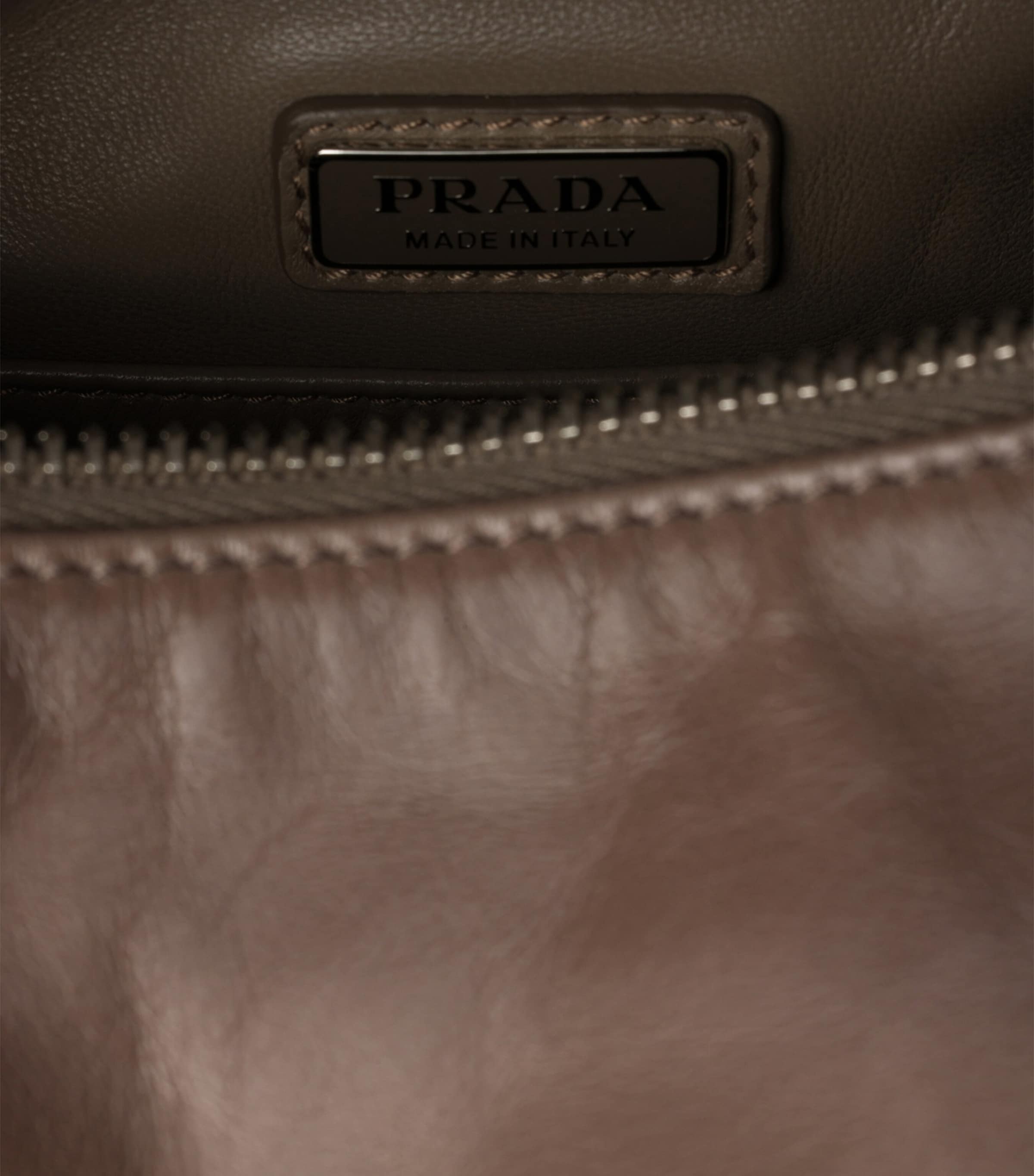 Prada Leather Shoulder Bag Grey Image 9