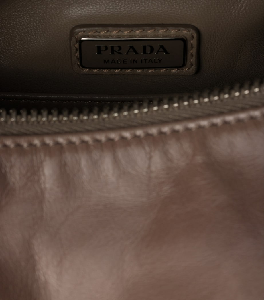 Prada Leather Shoulder Bag Grey Image 9