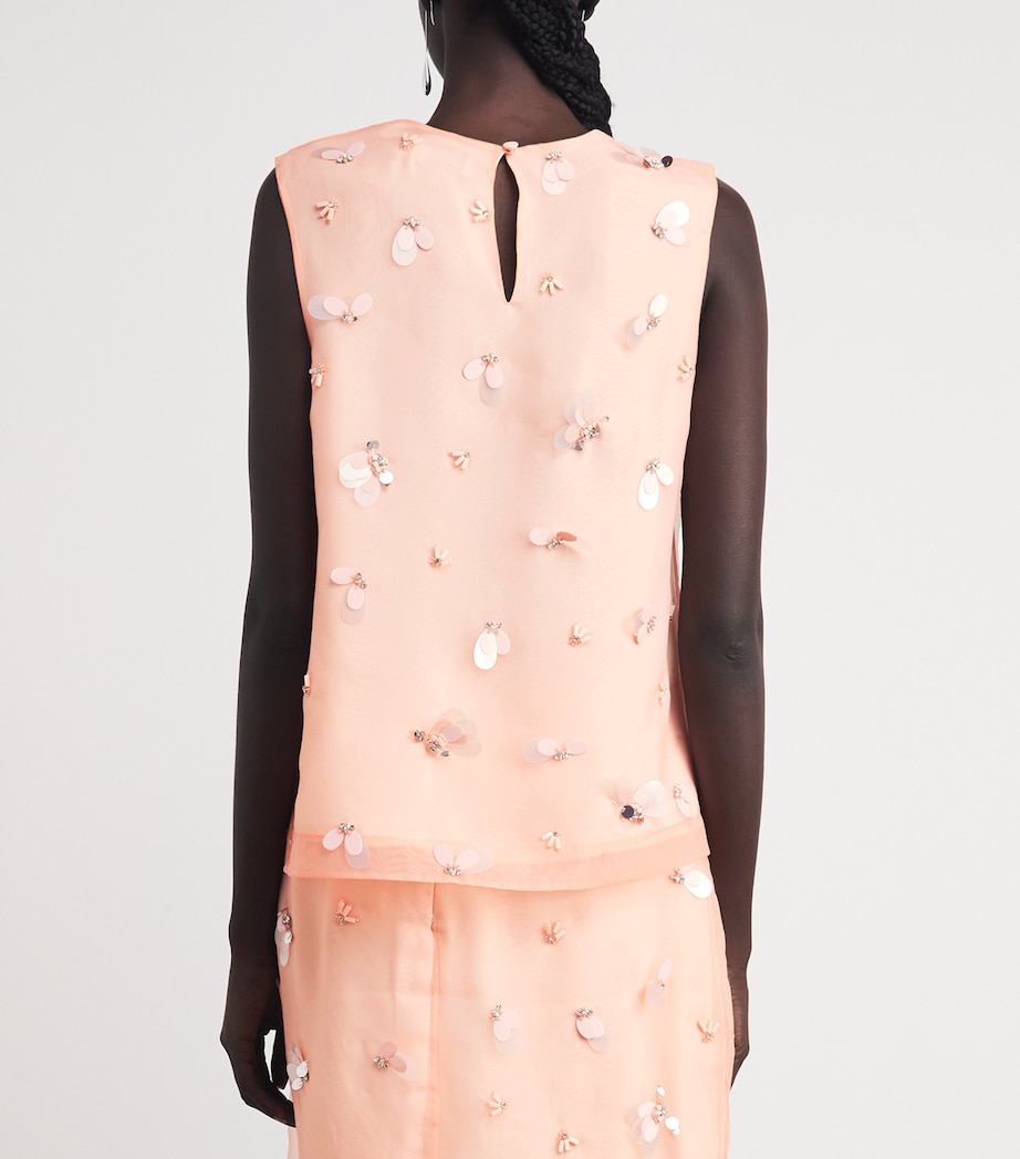 Simkhai Womens Embellished Organza Celia Top Bubblegum Image 5