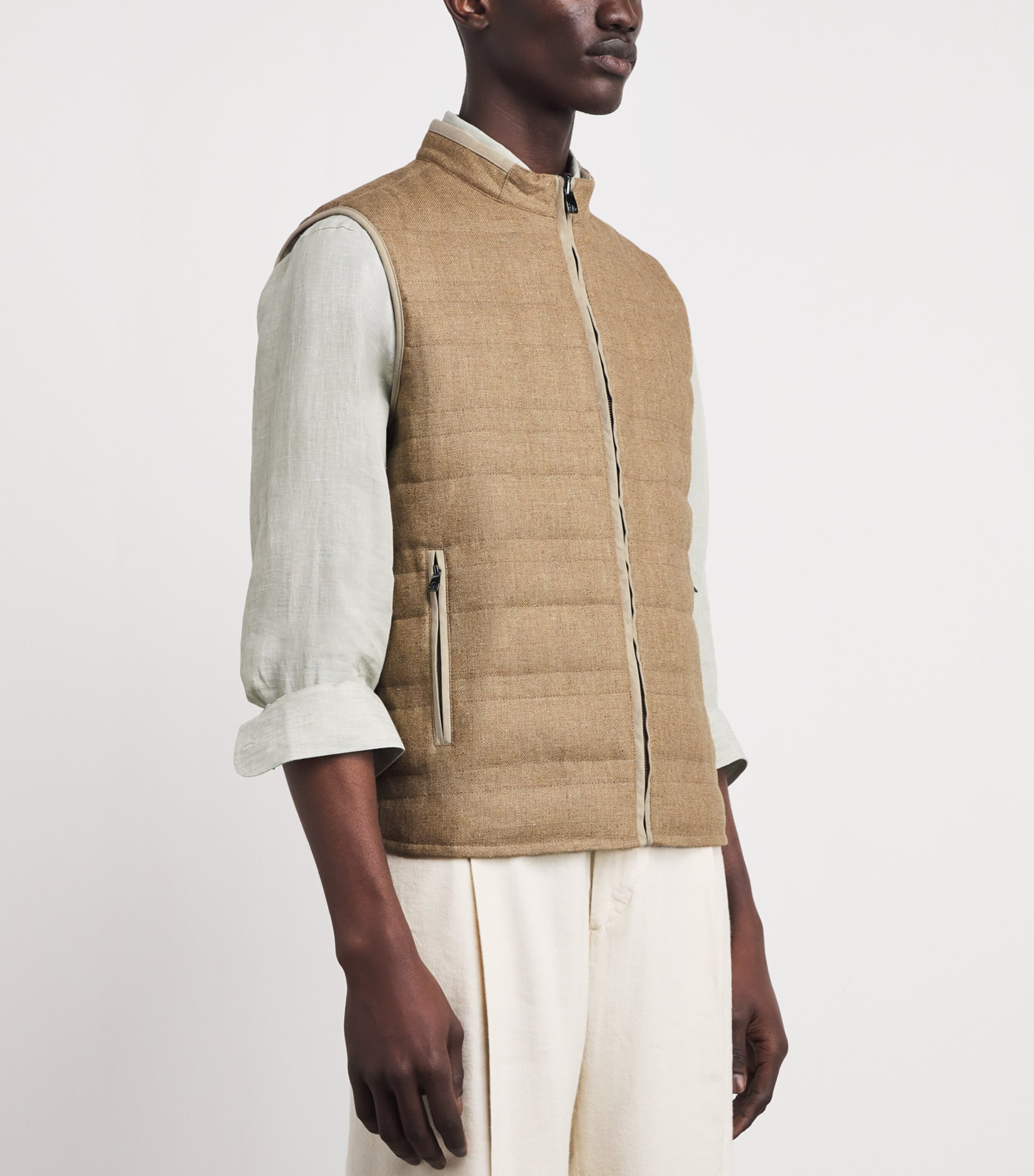 Corneliani Mens Reversible Padded Gilet Natural / Beige Image 4