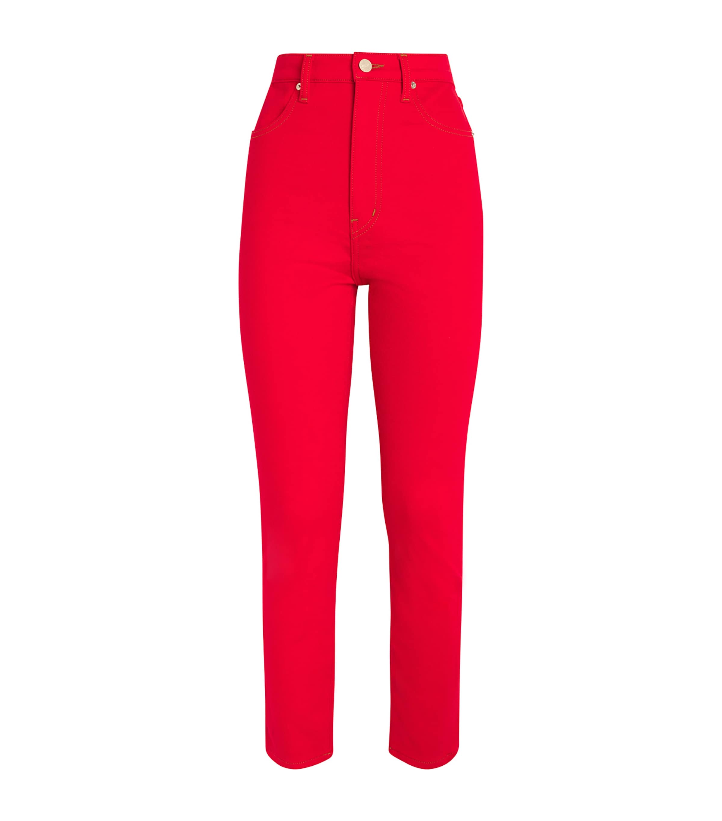 Frame X Carolina Herrera Taper Straight Jeans In Red