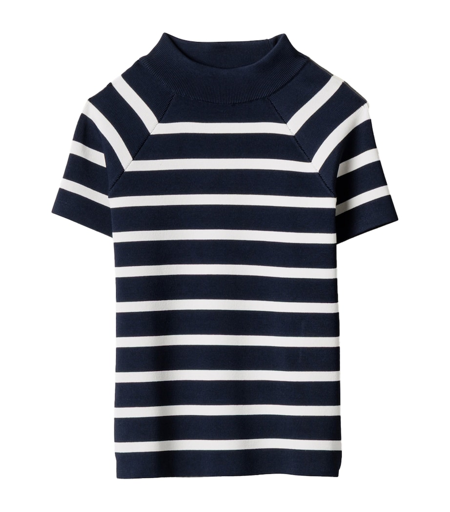 Stripe Short-Sleeve Sweater F0761 Image 1