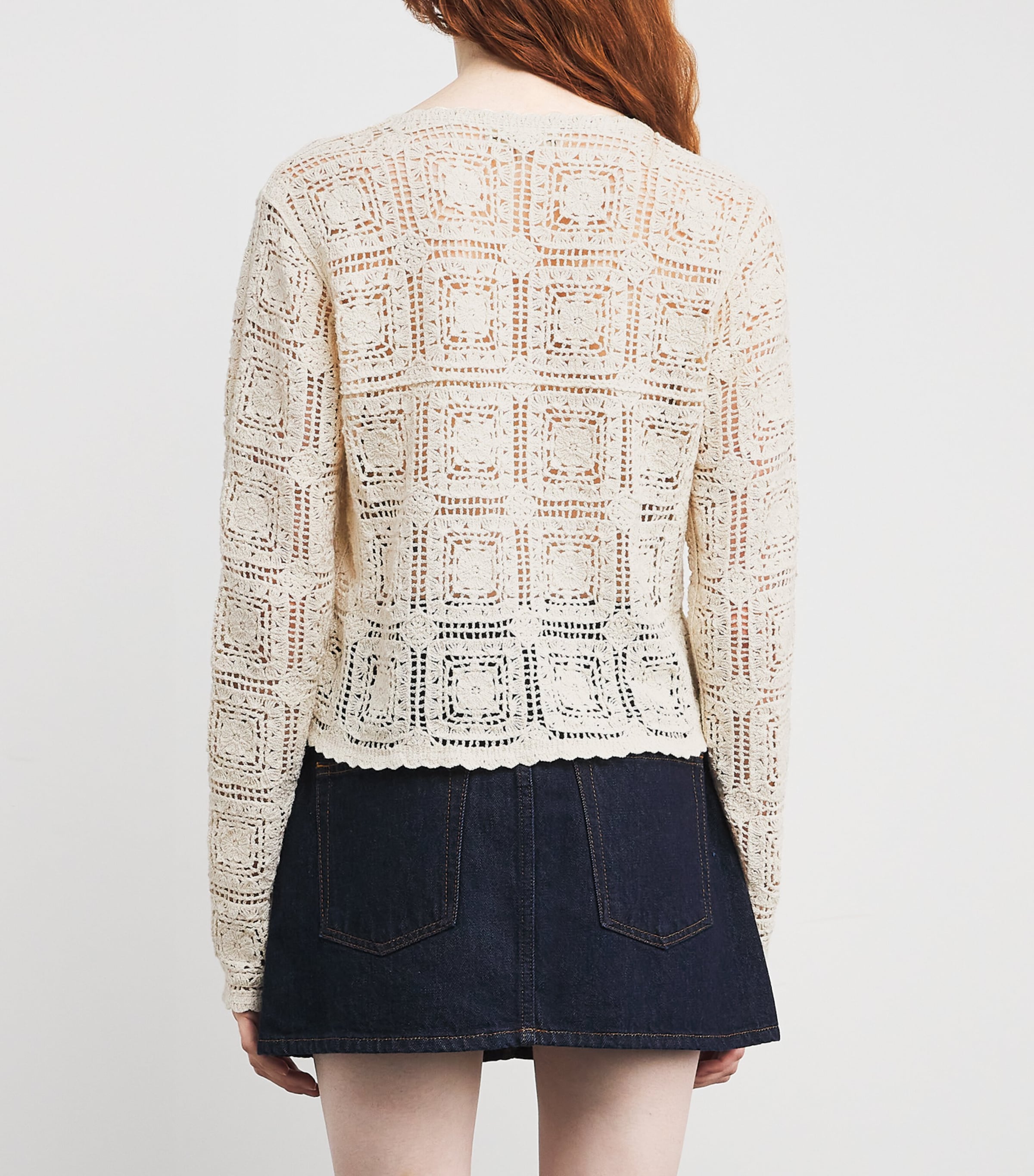 Cotton The Crochet Cardigan CREAM Image 4