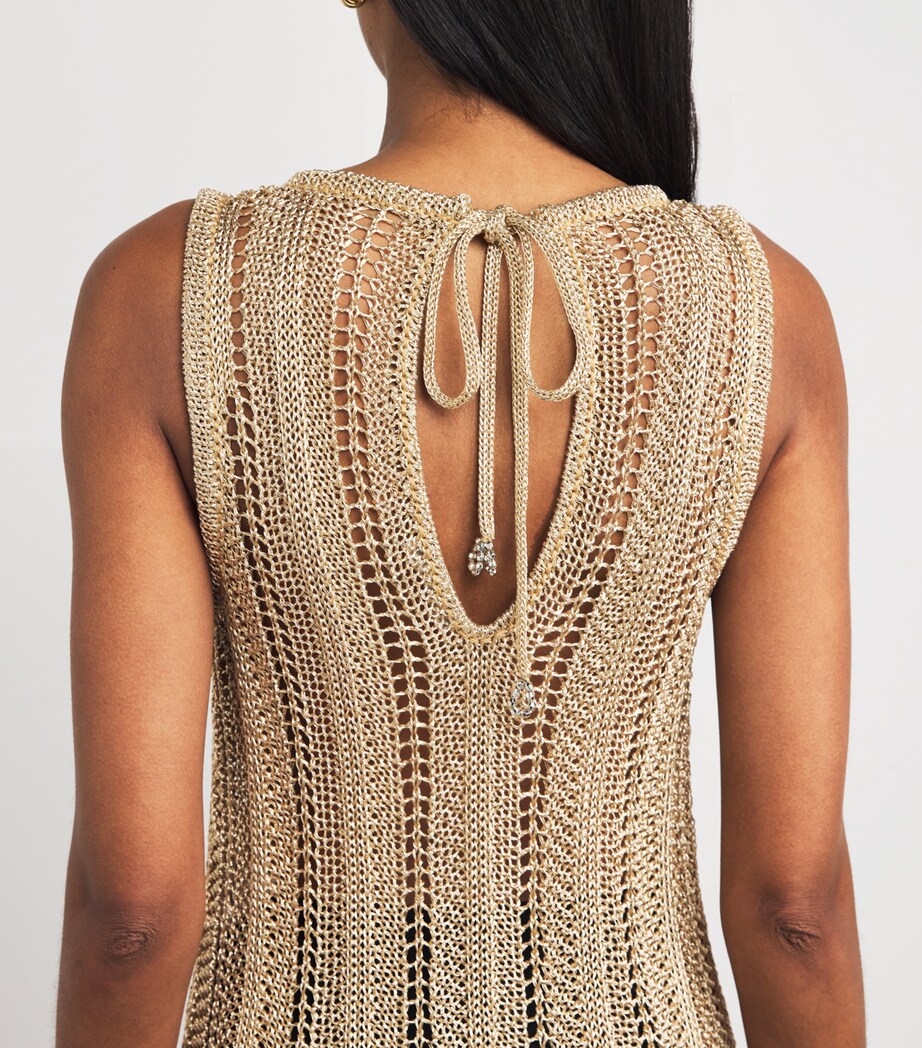Rabanne Gold Crochet Embellished Maxi Dress | Harrods AE Rabanne Gold Crochet Embellished Maxi Dress | Harrods AE