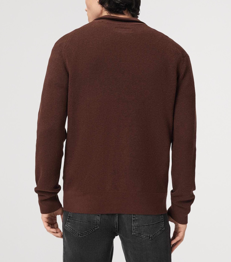AllSaints Mens Funnel-Neck Aspen Sweater Hot Choc Brown Image 4