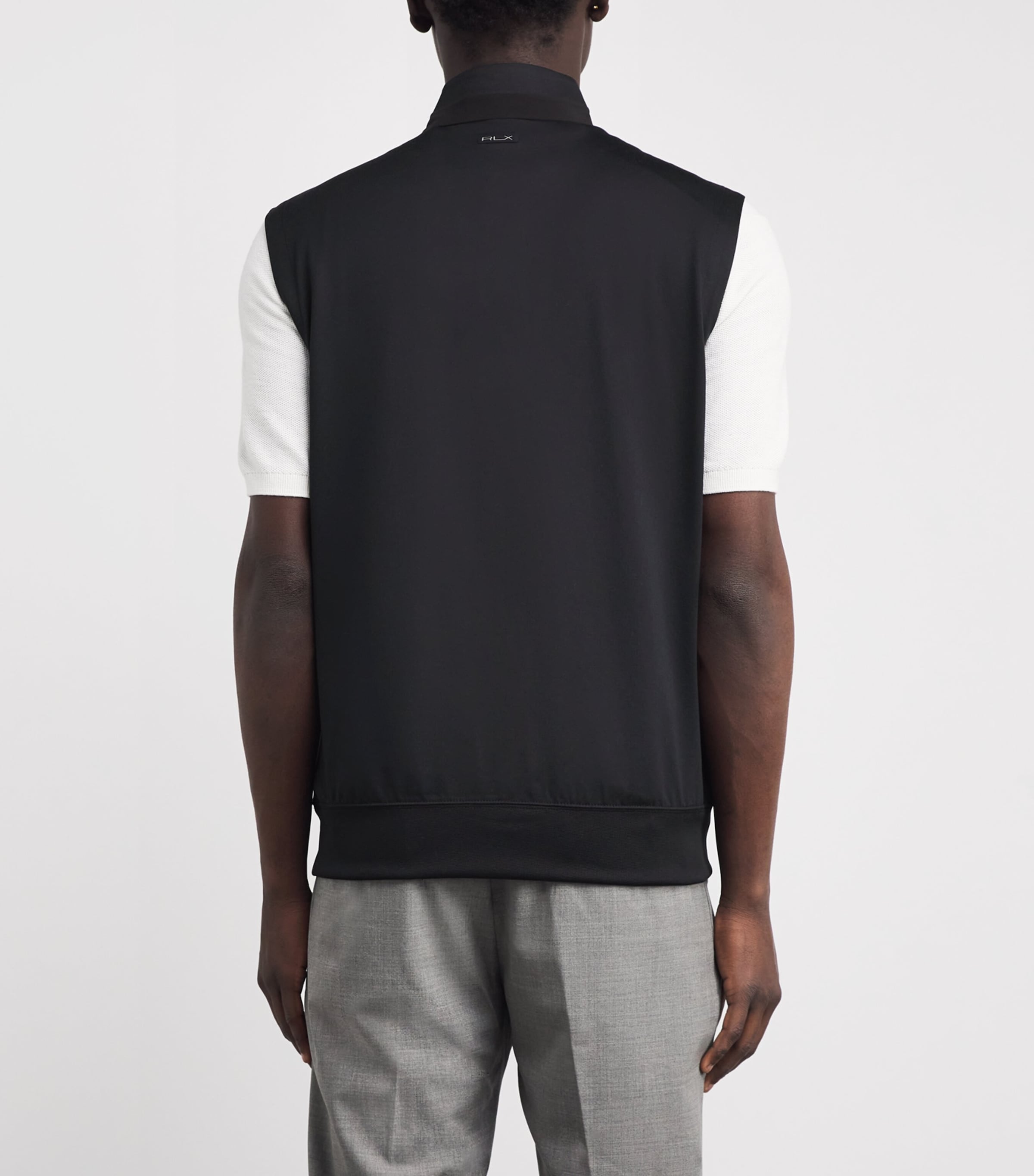 Stretch-Jersey Quarter-Zip Gilet POLO BLACK Image 4