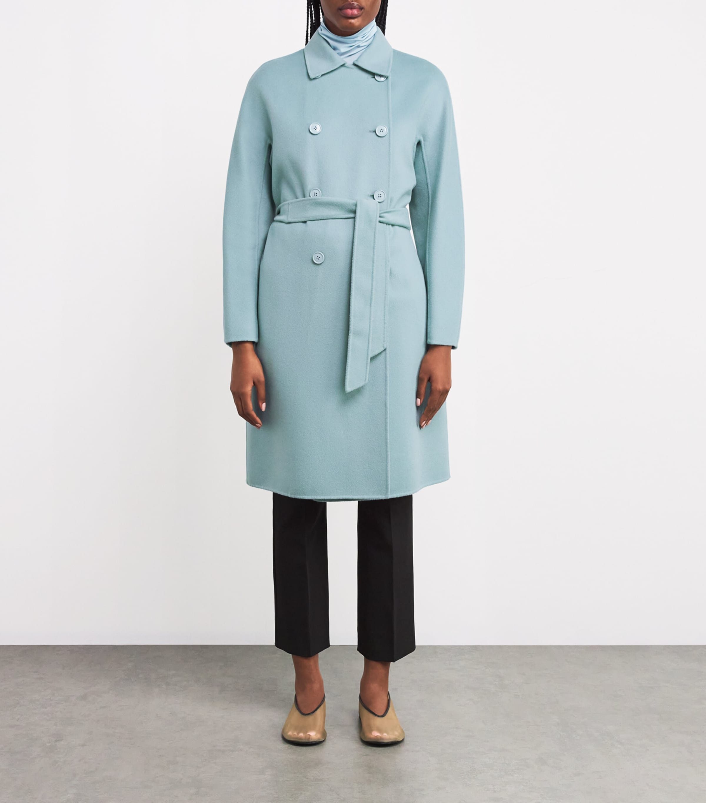 Virgin Wool-Blend Coat PASTEL GREEN Image 3