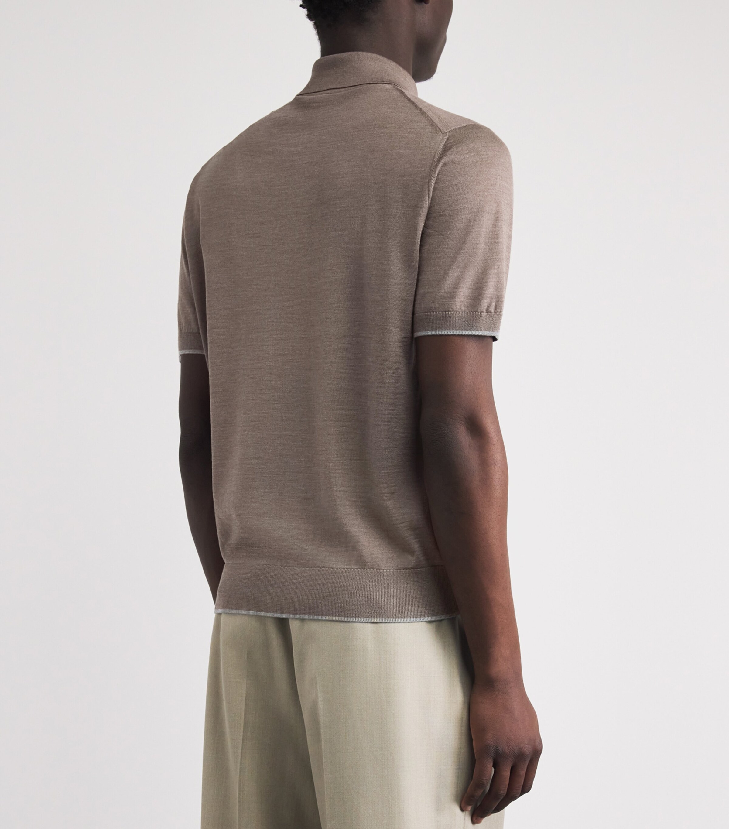 Paul & Shark Mens Wool-Silk Polo Shirt Hazelnut Image 5