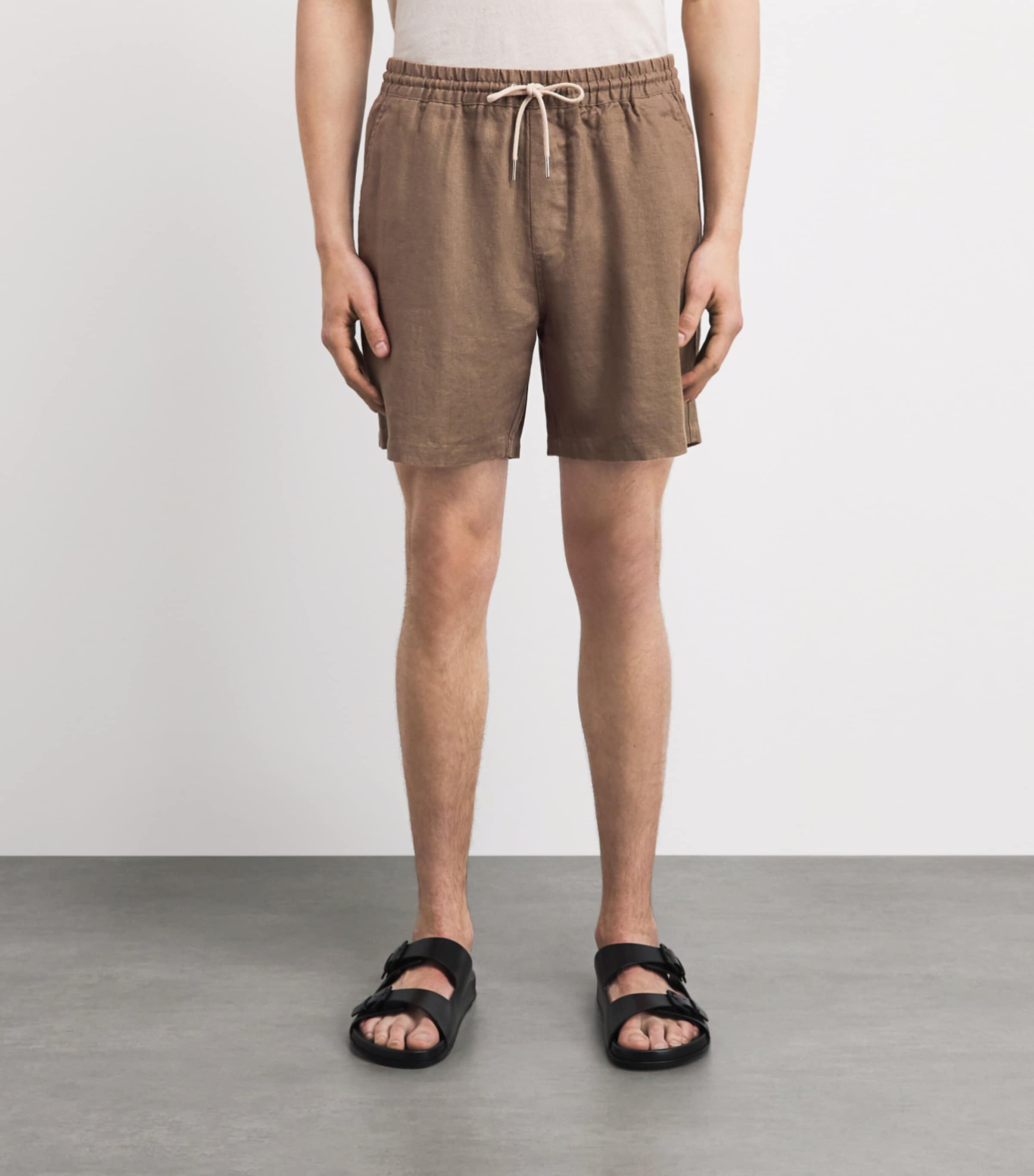 NN07 Mens Linen Drawstring Gregor Shorts Clay Mirage Image 4