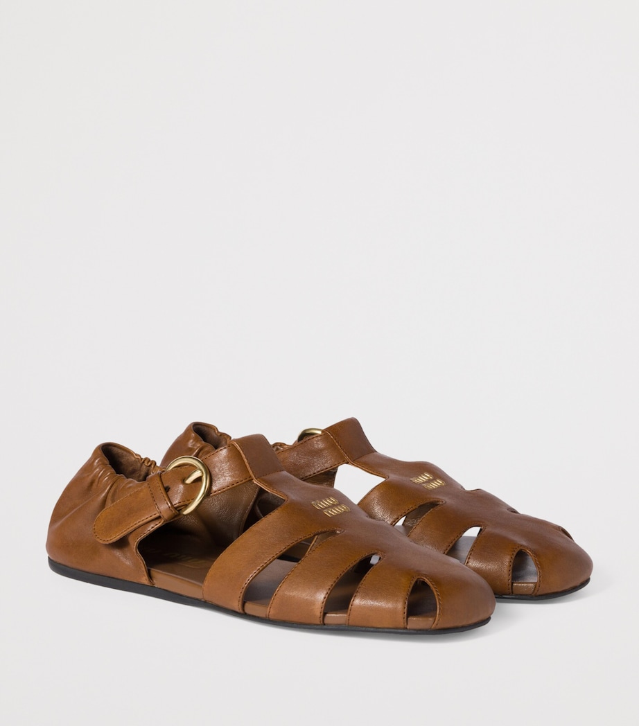 Miu Miu Nappa Leather Ruches Fisherman Sandals Image 2