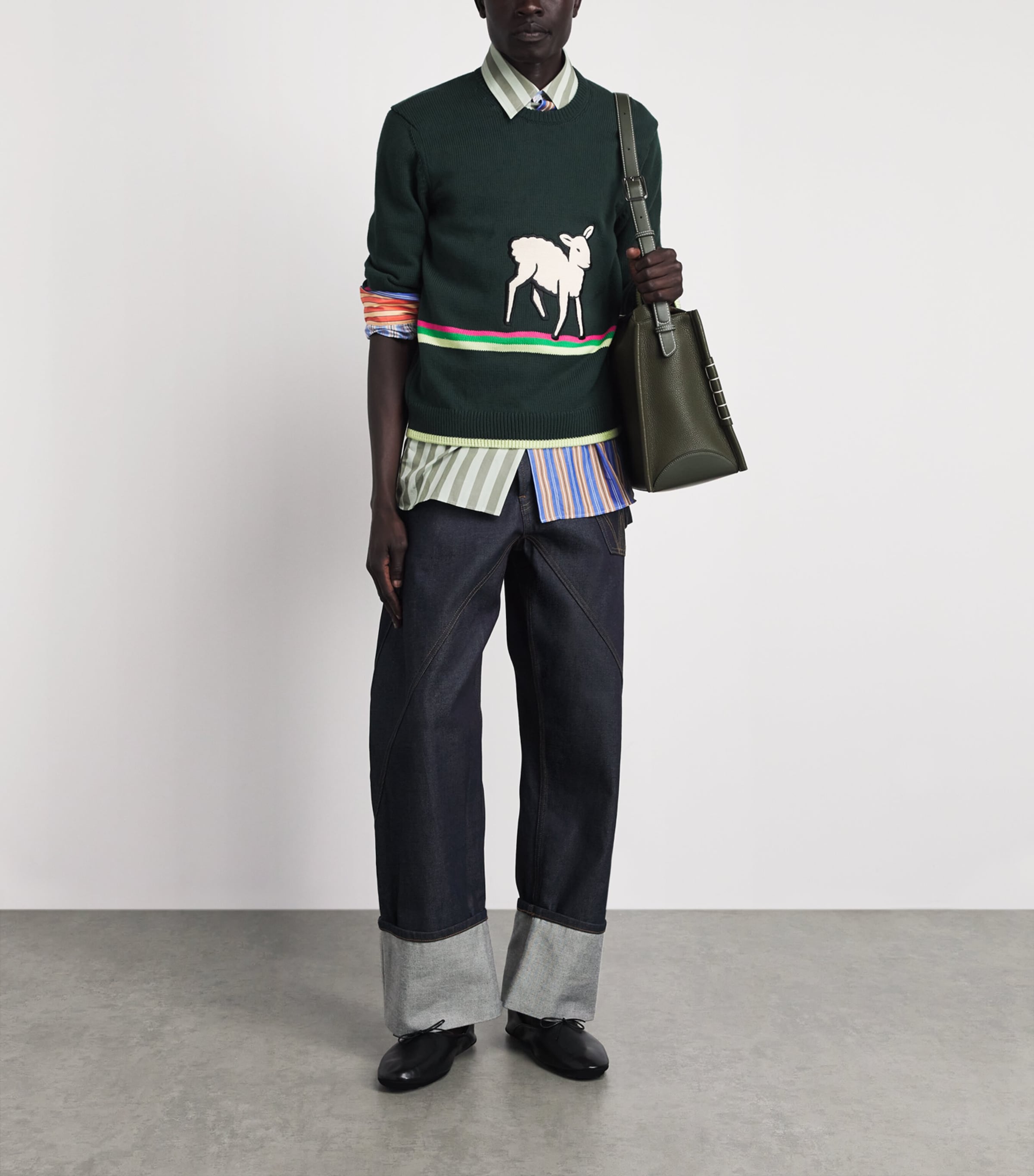 JW Anderson Leather Loafer Messenger Bag Khaki Image 4