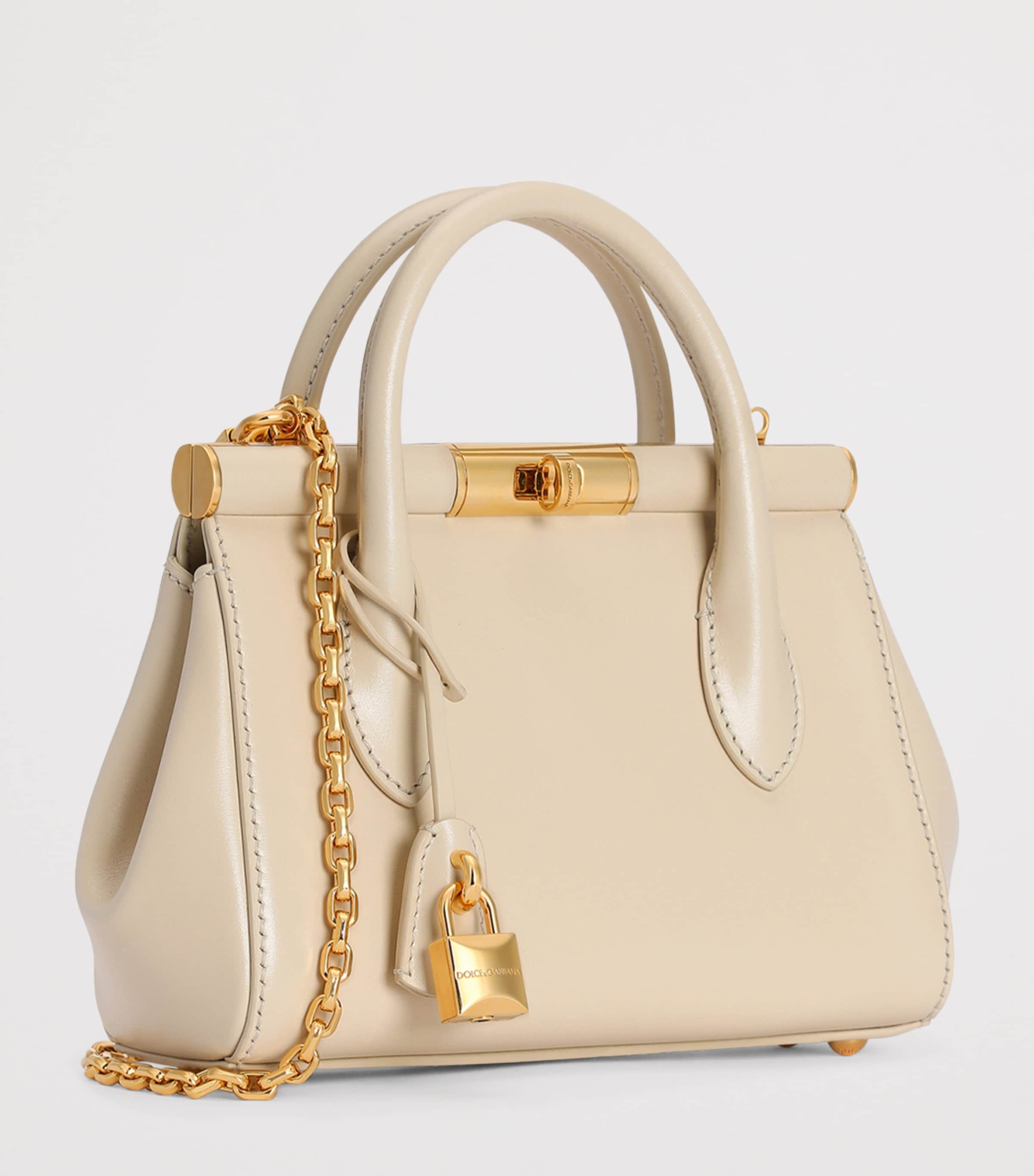 Dolce&Gabbana Mini Leather Marlene Top-Handle Bag Burro Image 7
