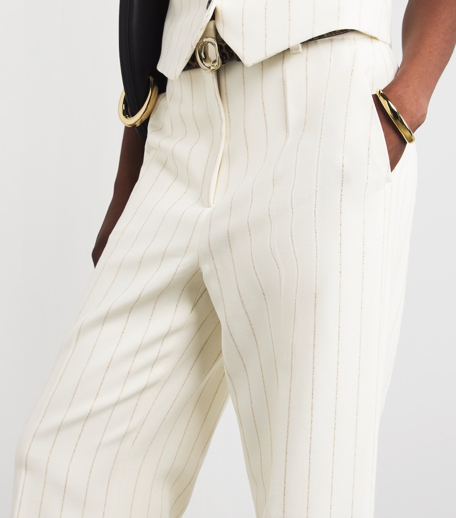 Metallic Pinstripe Tailored Trousers IVORY/GOLD Image 6