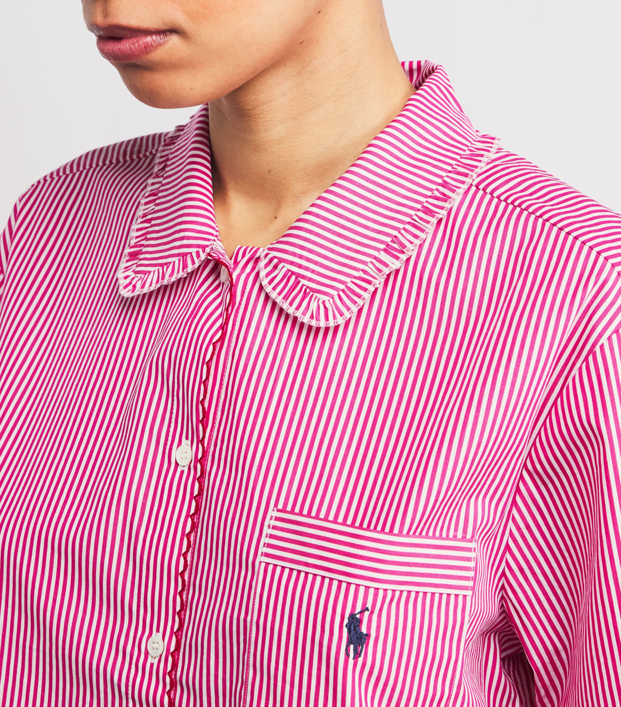 Polo Ralph Lauren Womens Cotton Stripe Short Pyjama Set College Pink/wh Image 6