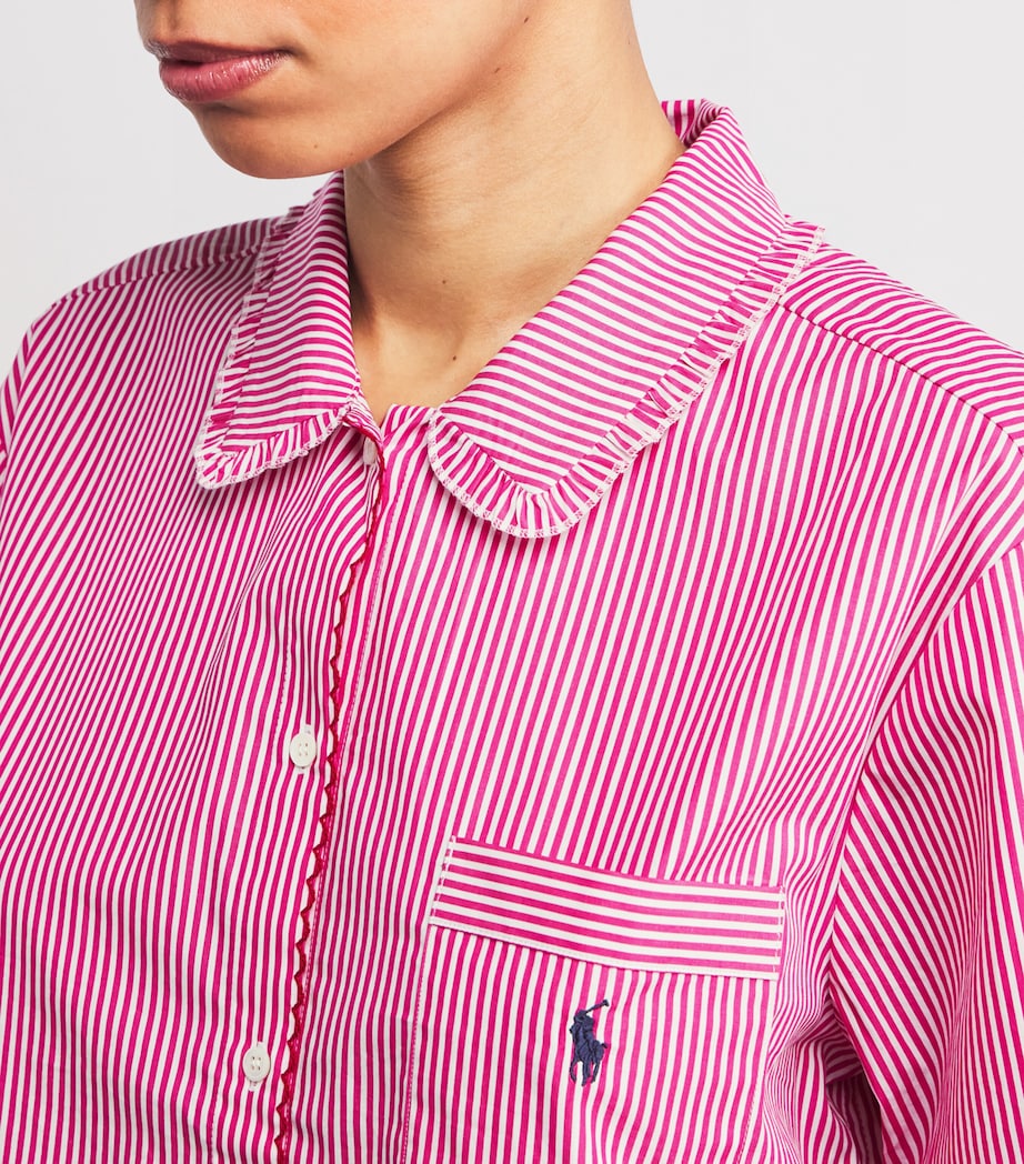 Polo Ralph Lauren Womens Cotton Stripe Short Pyjama Set College Pink/wh Image 6