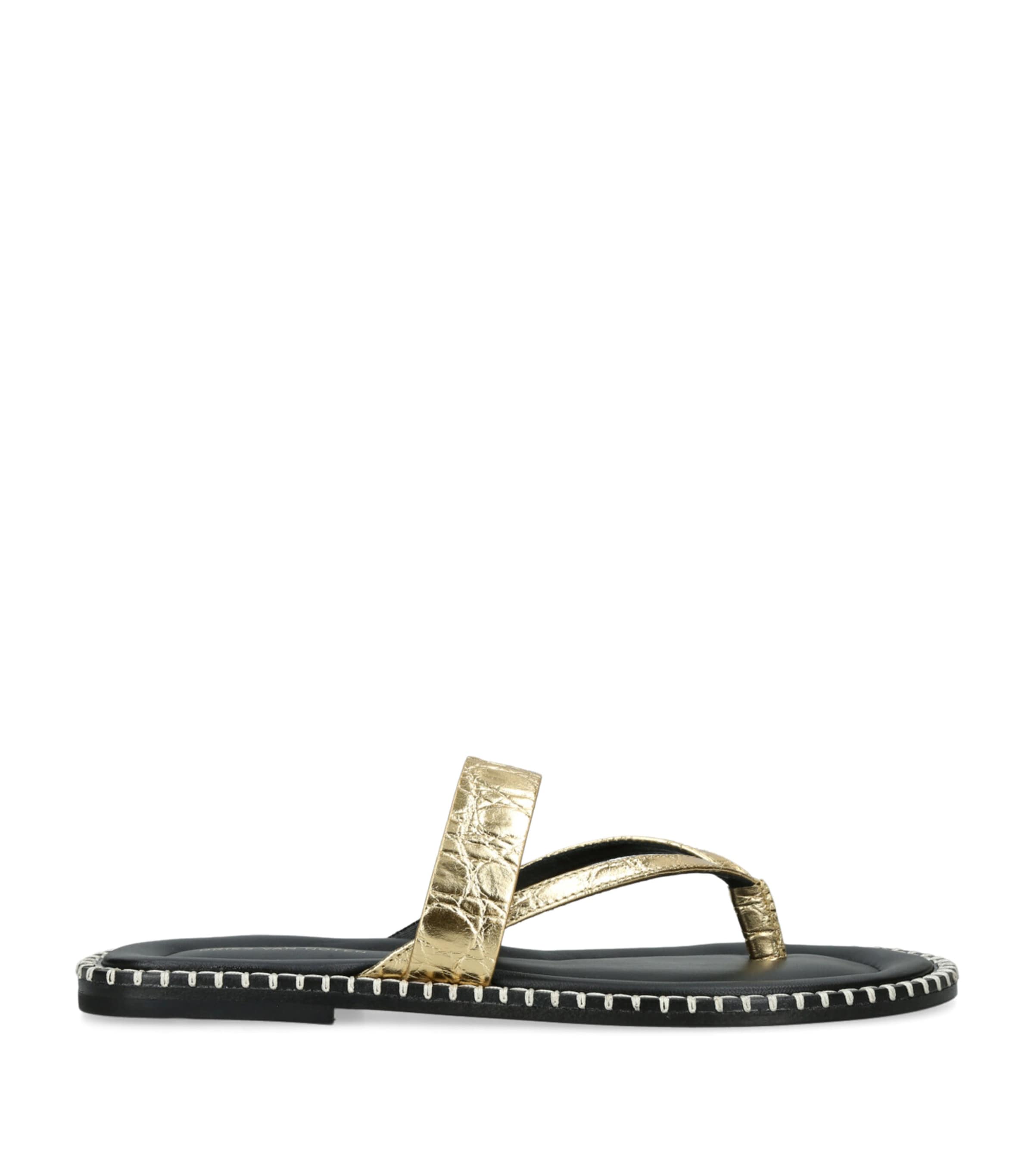 DRIES VAN NOTEN Calfskin Contrast Sandals Gold Image 1