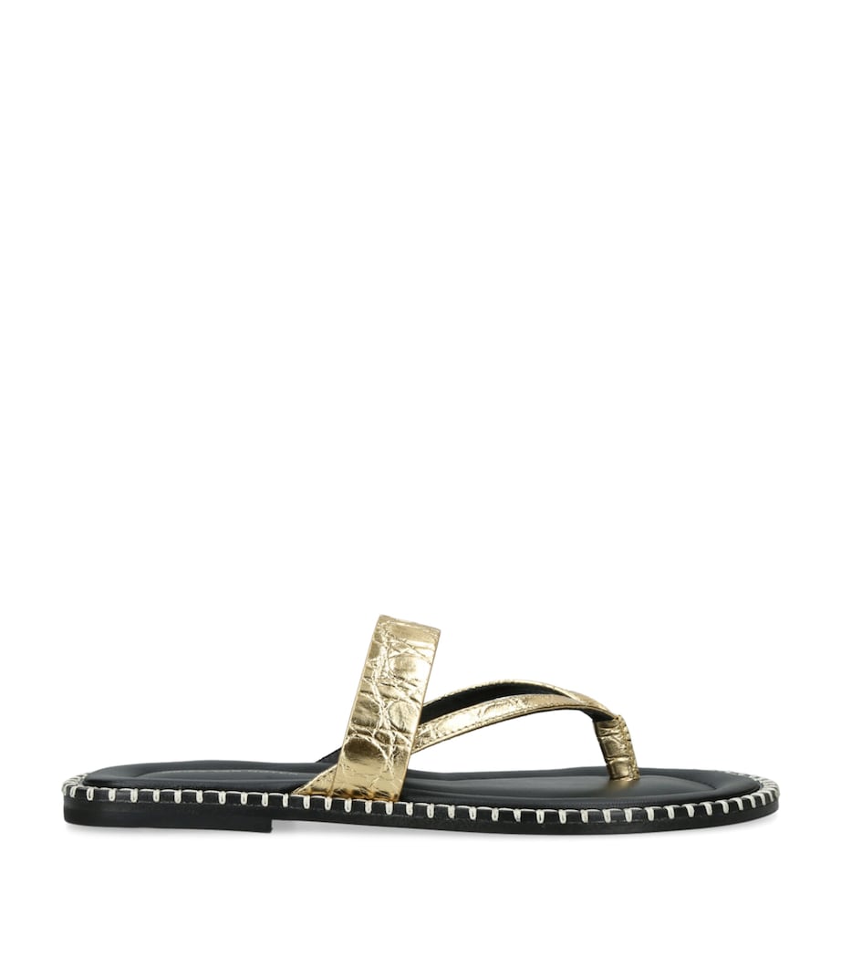 DRIES VAN NOTEN Calfskin Contrast Sandals Gold Image 1