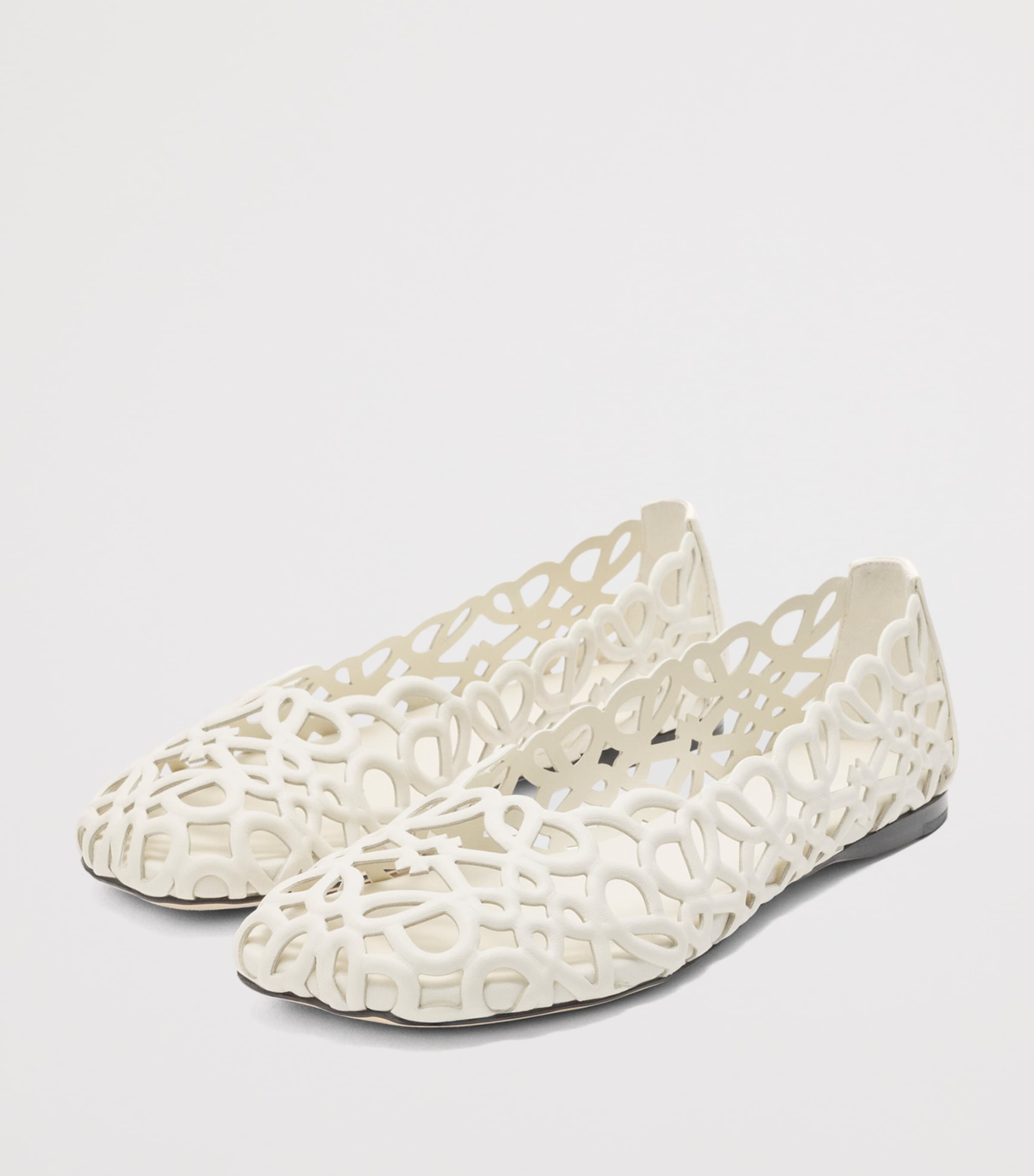 LOEWE Leather Petal Anagram Ballet Flats White Image 2