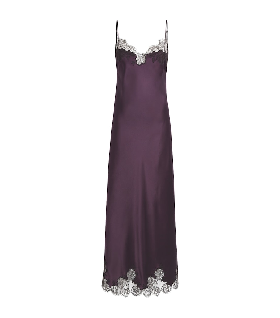 Silk Lace-Detail Long Slip Dress PRUGNE/EBENE Image 1