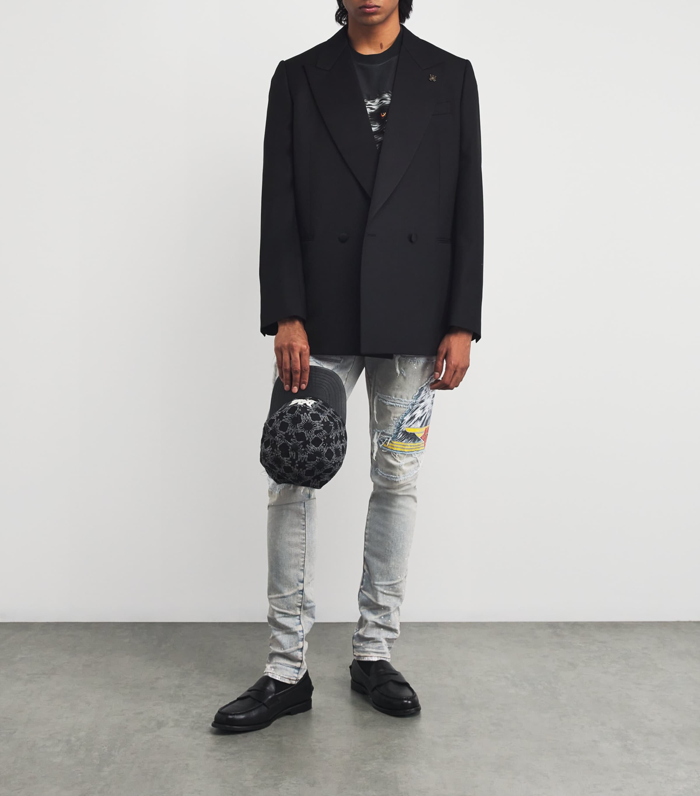 Distressed Cement Thrasher Skinny Jeans ANTIQUE INDIGO Image 2