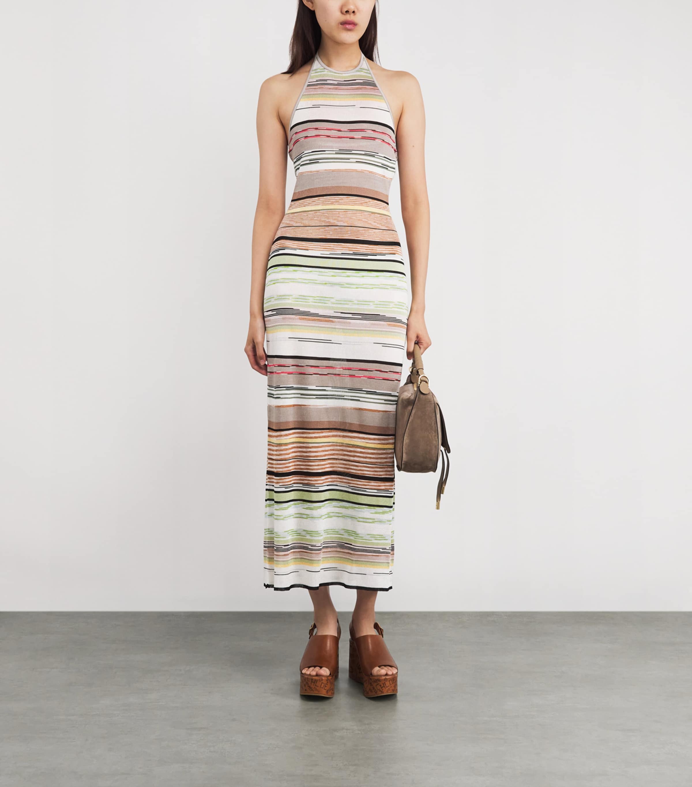Knitted Stripe Maxi Dress SMSMN GREEN/ BROWN Image 2