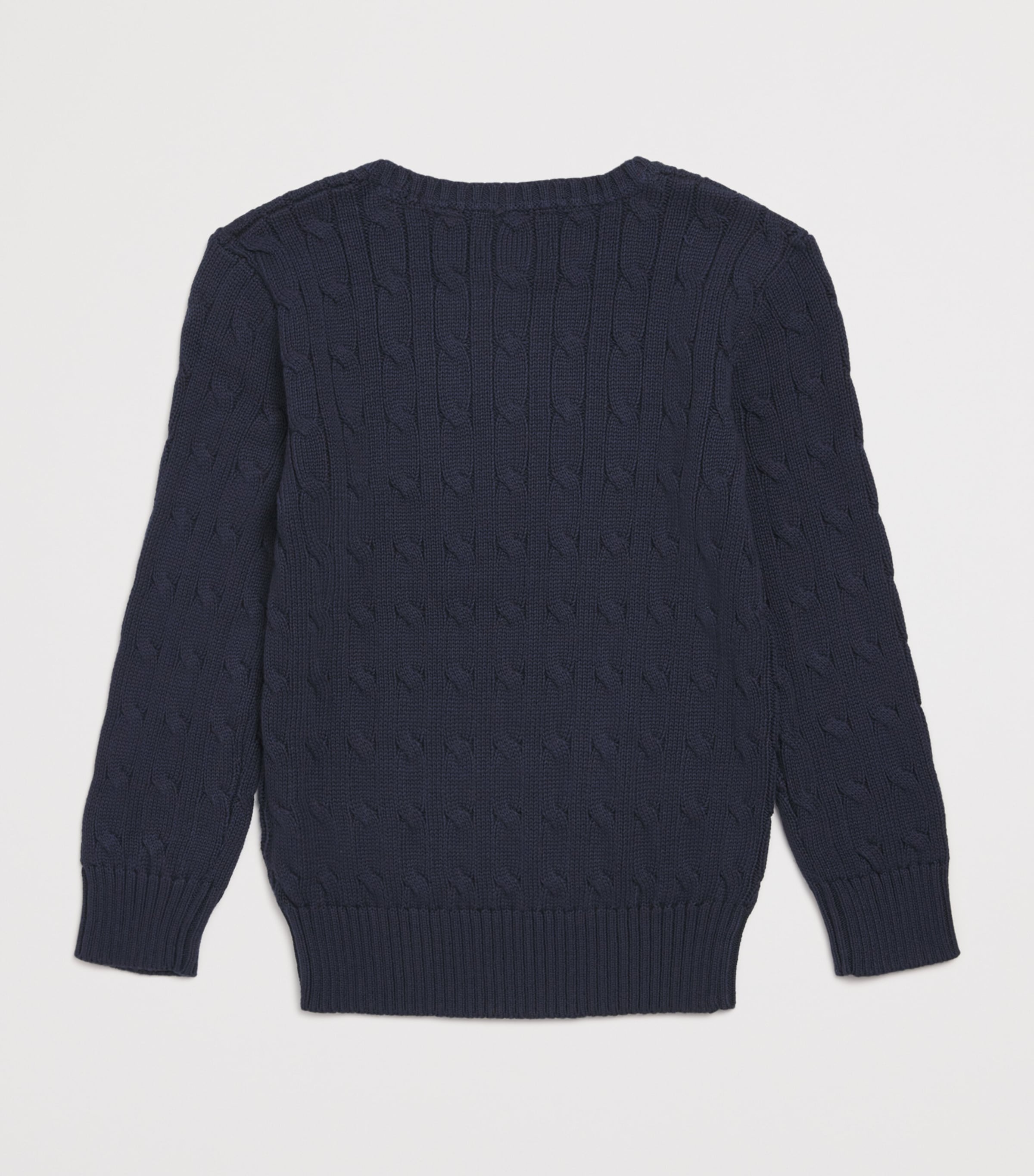 Cotton Cable-Knit Polo Pony Sweater (2-7 Years) RL NAVY/C3807 Image 2