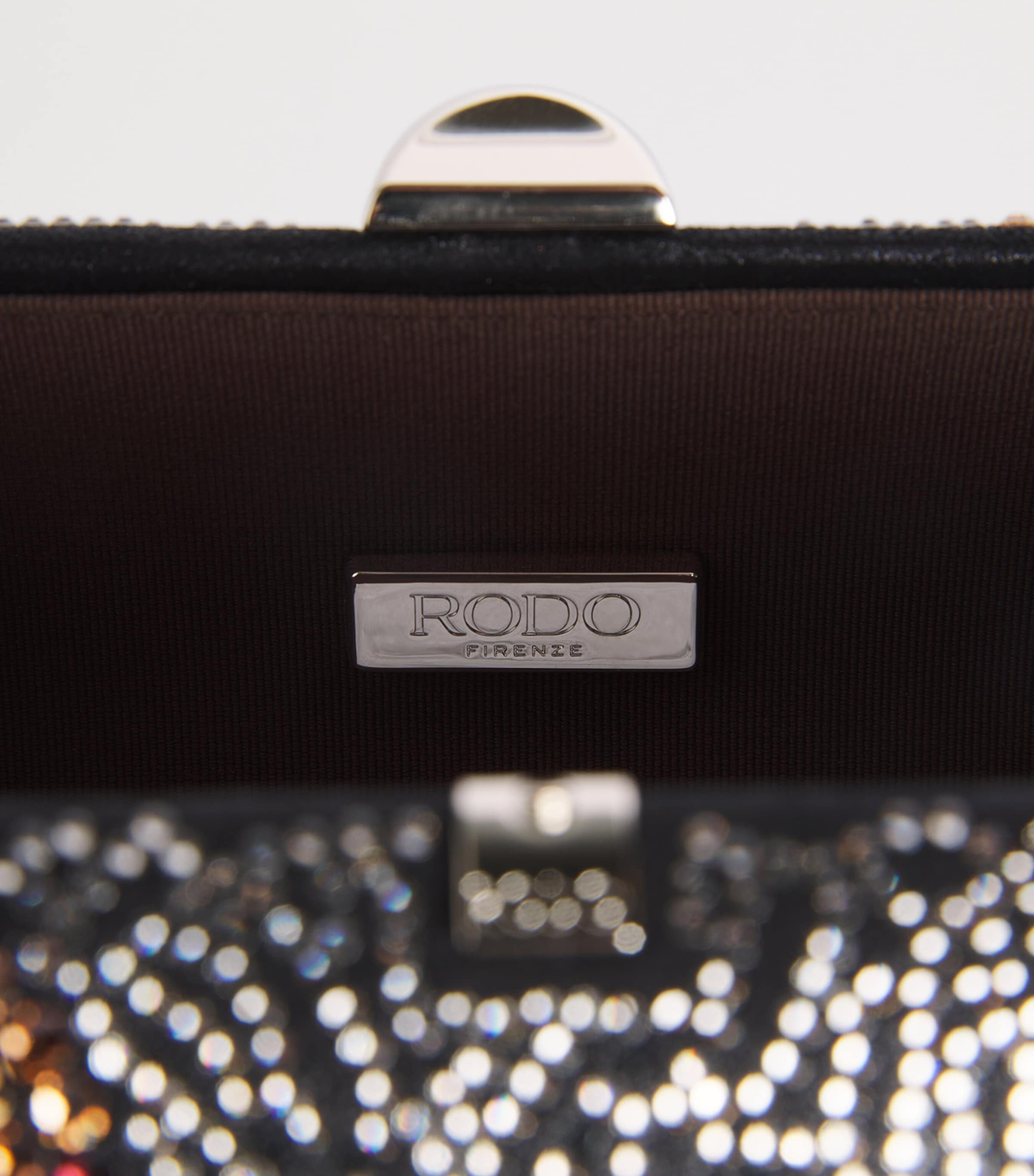 Rodo Suede-Effect Embellished Clutch Bag Black Image 6