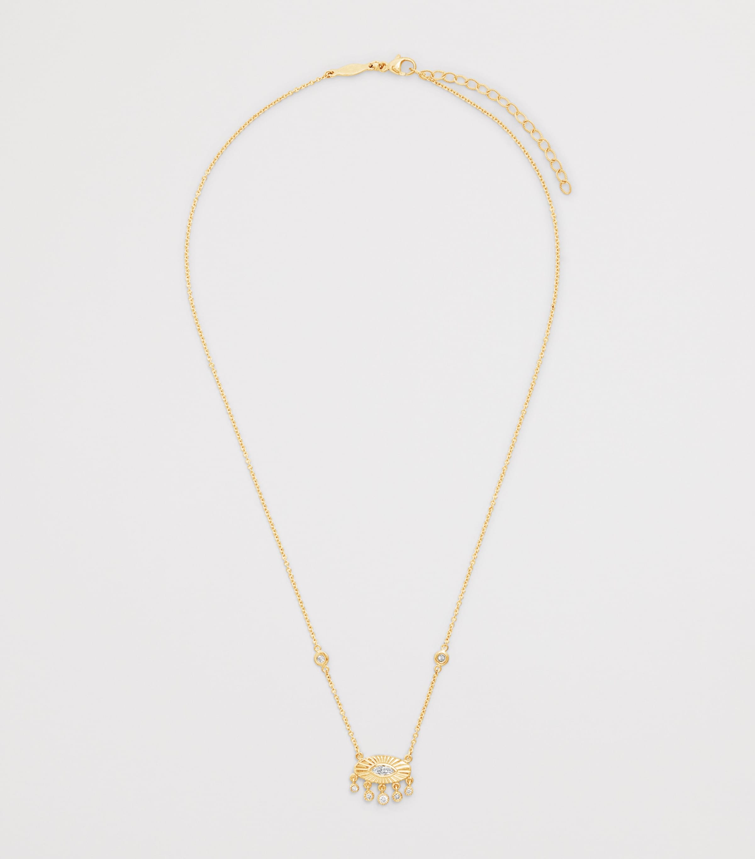 Yellow Gold and Diamond Evil Eye Shaker Necklace YELLOW GOLD Image 3