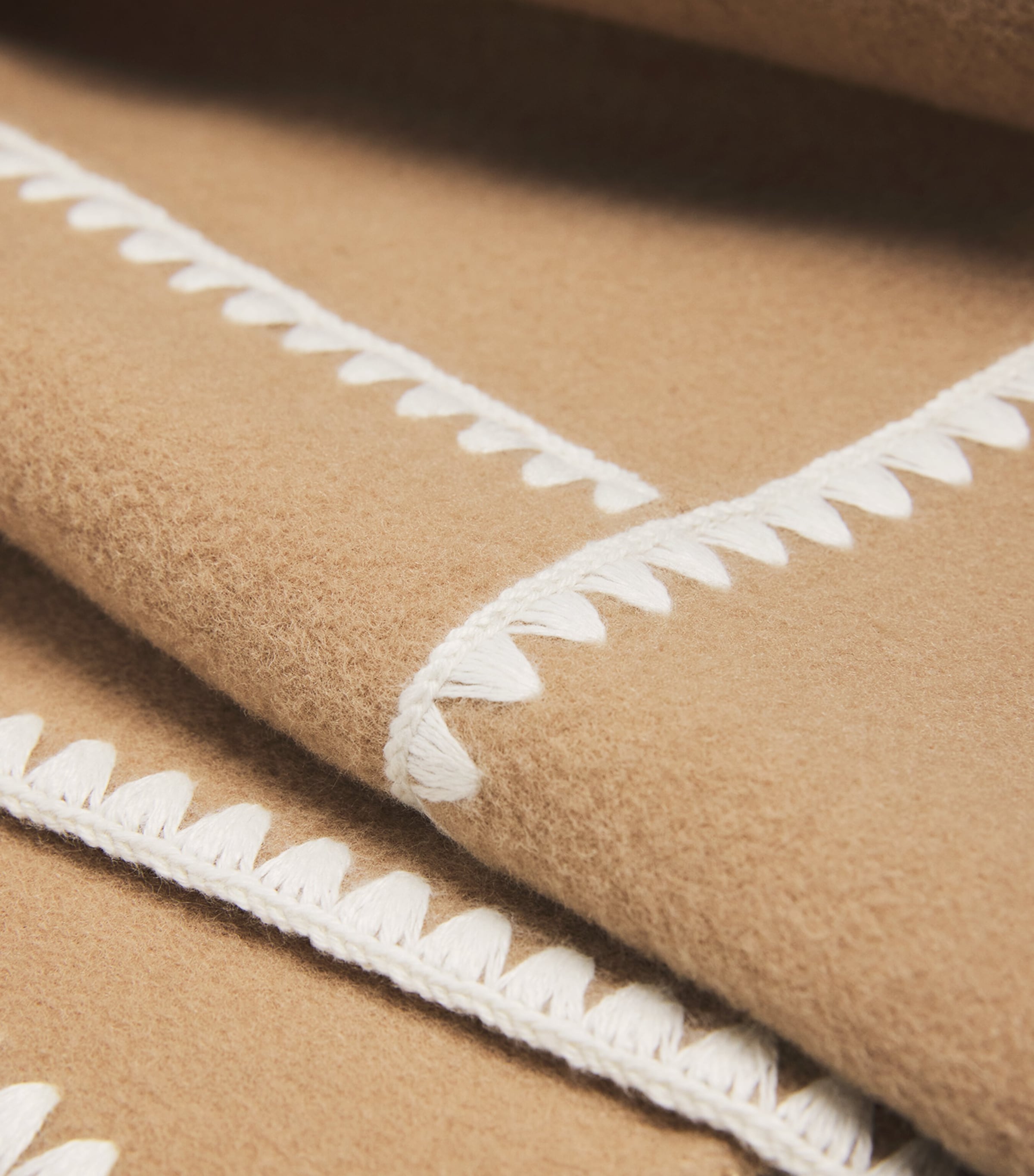 Wool-Blend Pinked-Trim Coat CAMEL Image 5