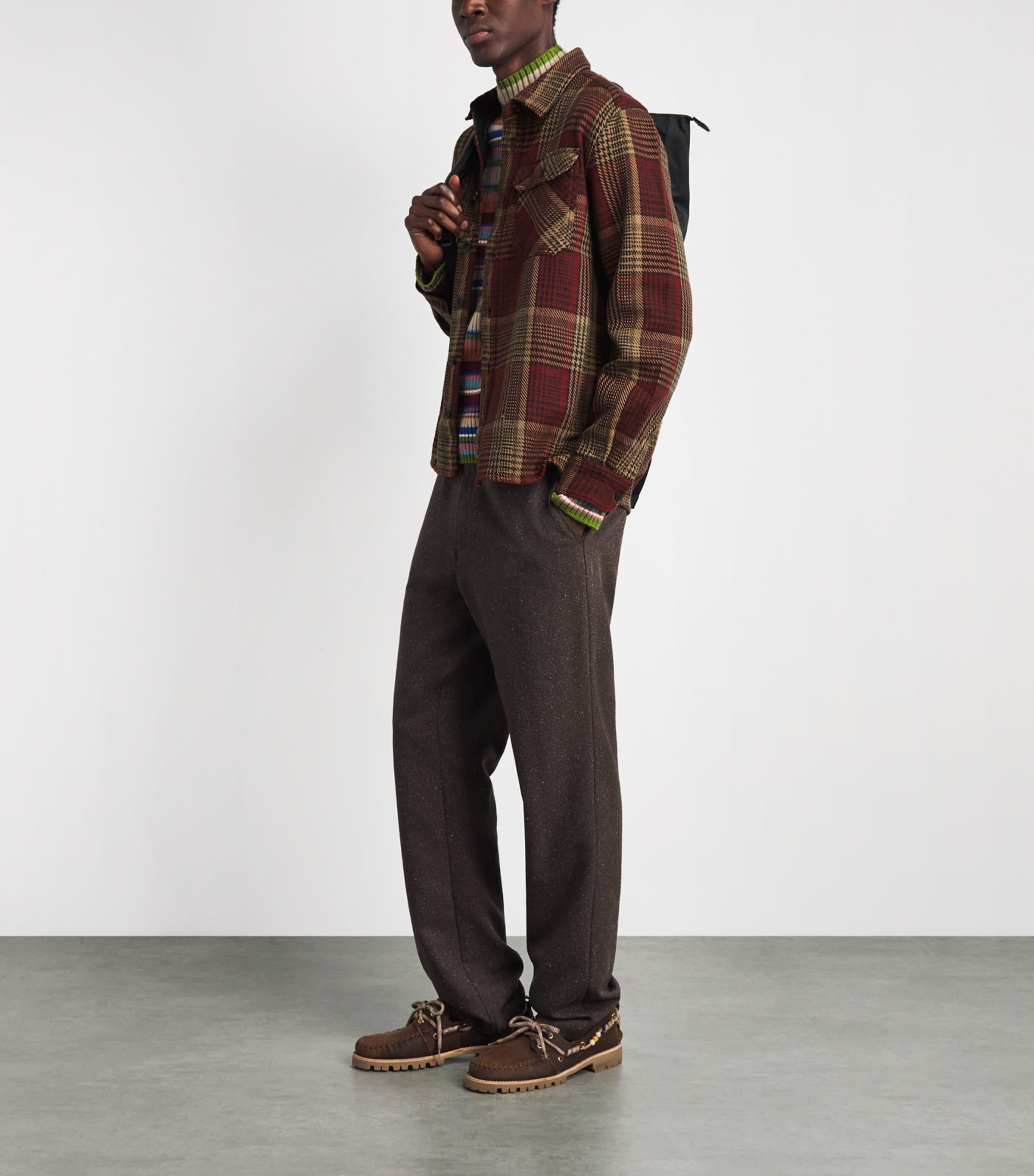 Barbour Mens Cotton Houndstooth Millom Overshirt Red Image 2