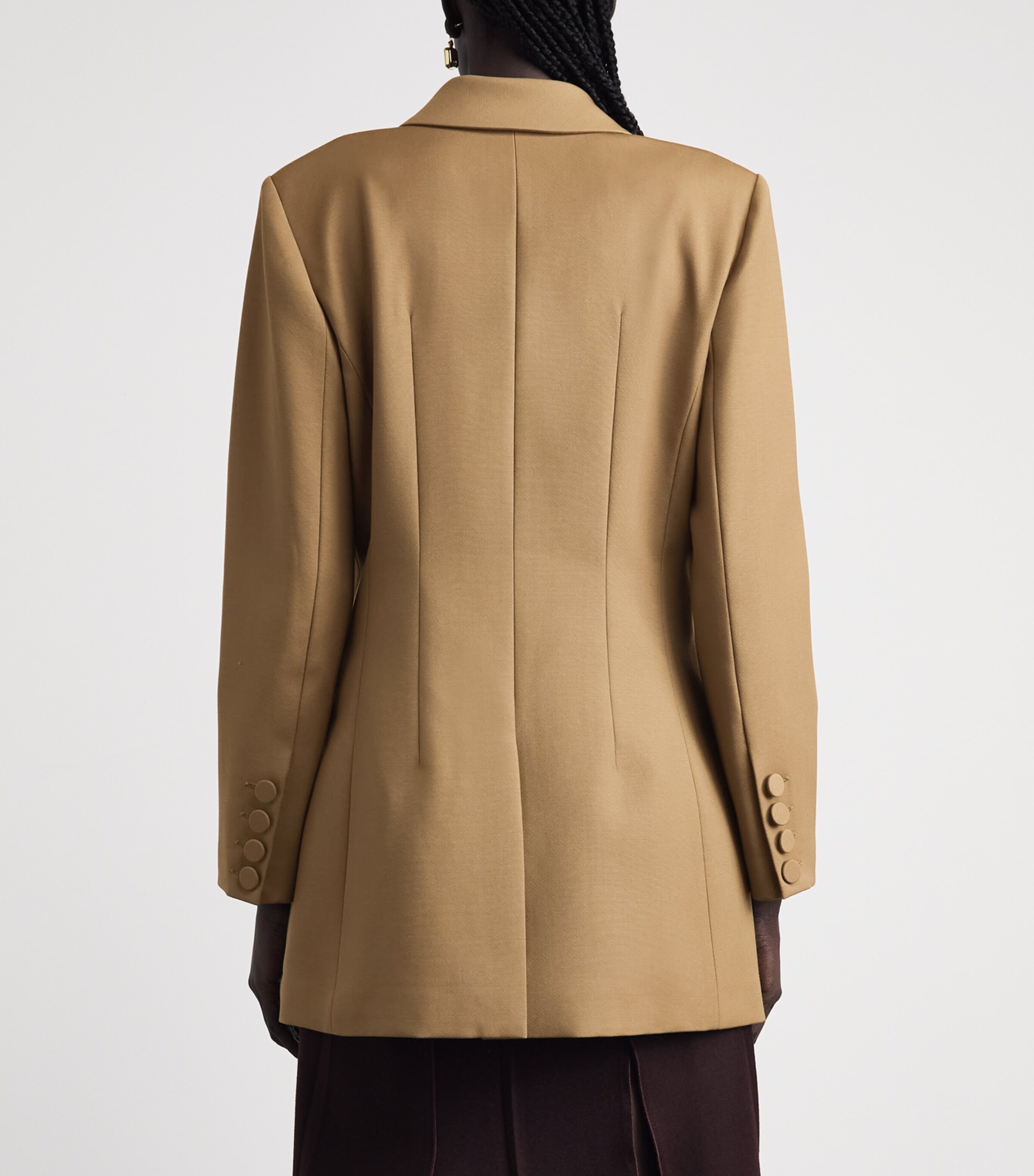 Huishan Zhang Womens Wool Embellished Joanne Blazer Dark Camel Image 5