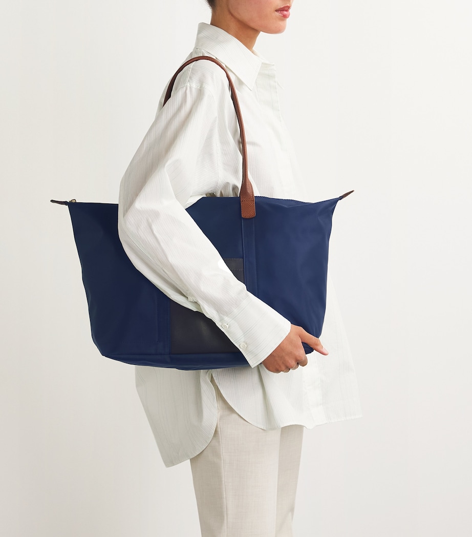Harrods Medium Nylon Tote Bag Navy Image 4