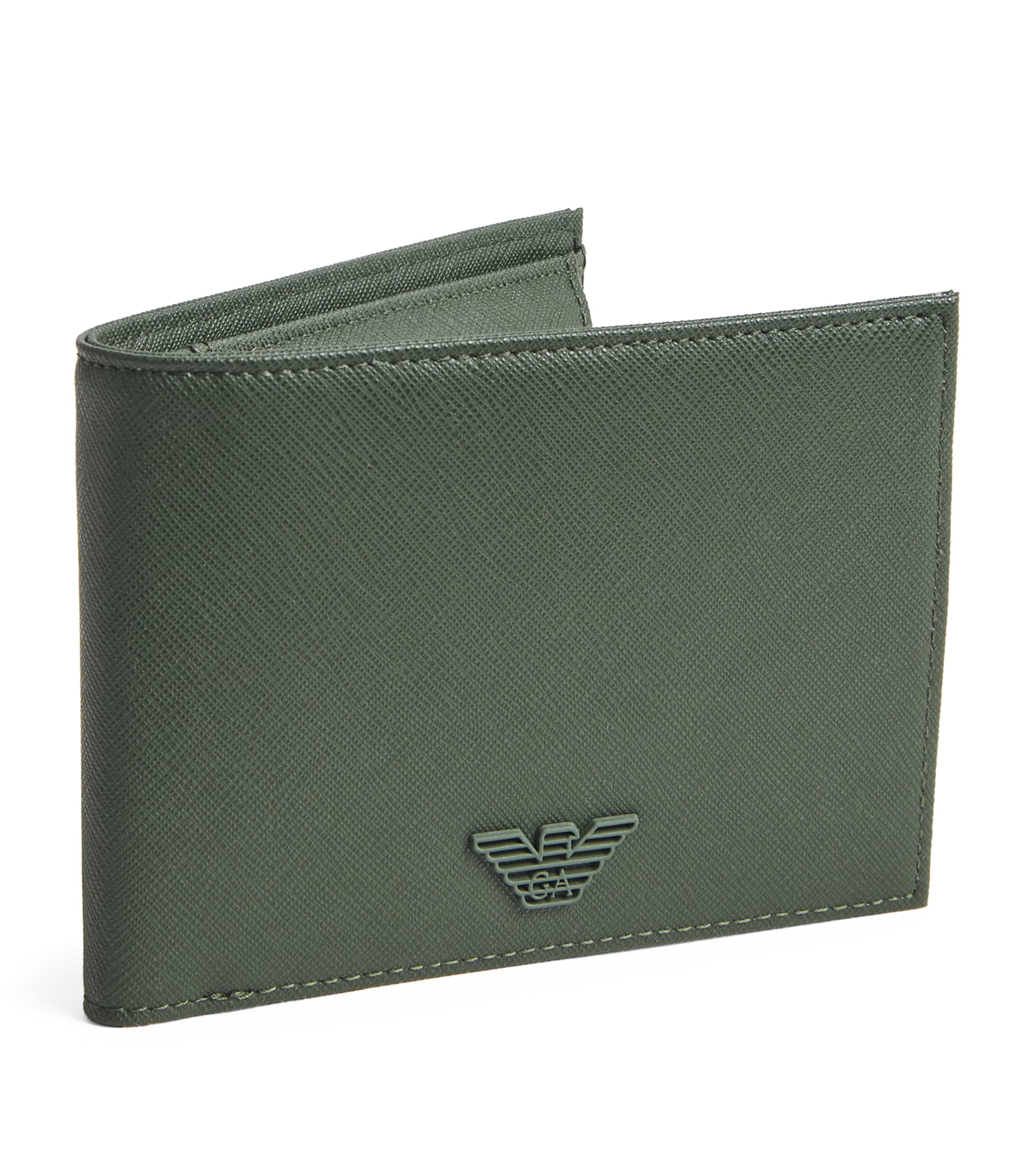 Emporio Armani Faux Leather Wallet In Green