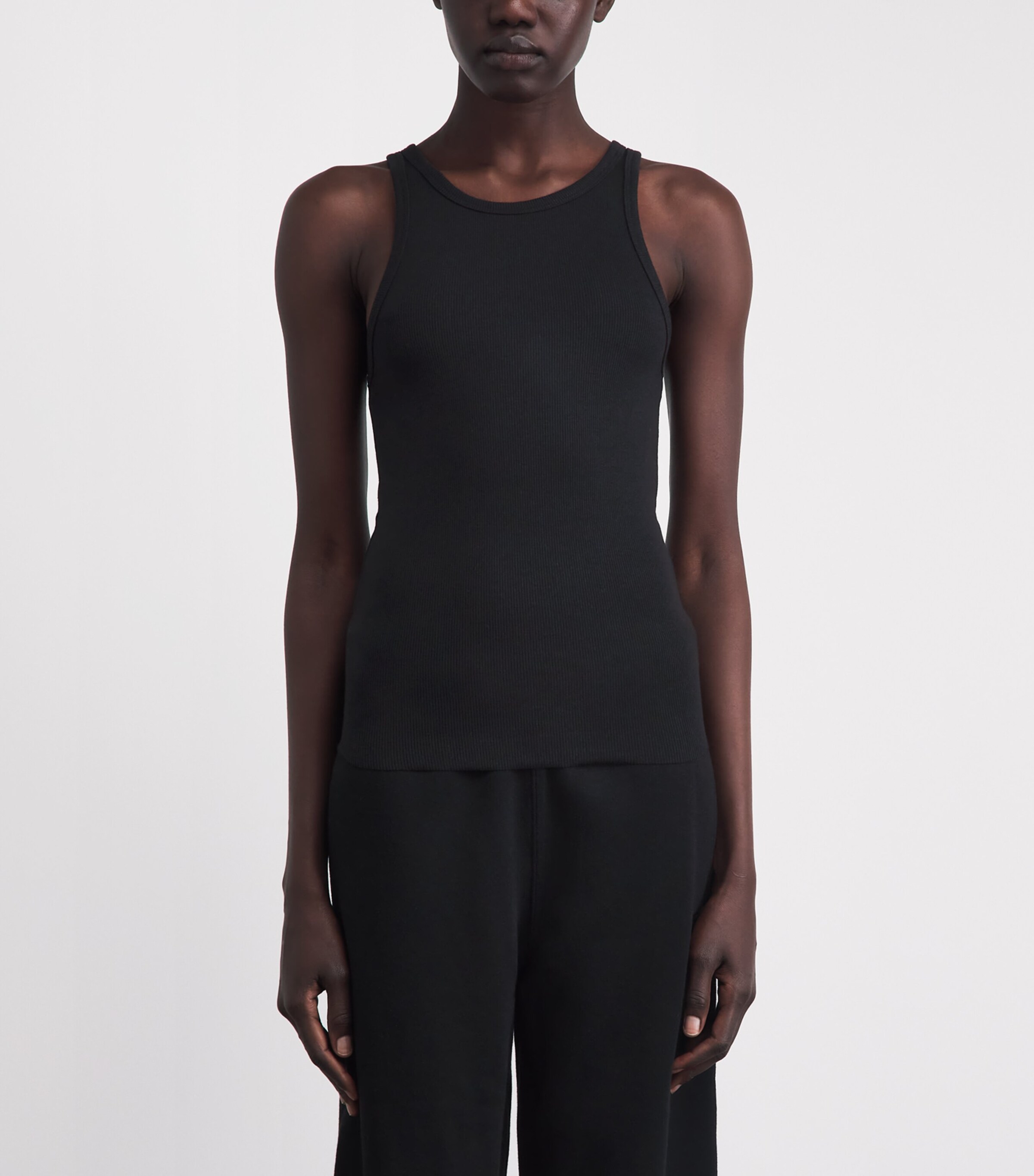 ÉTERNE Womens Ribbed Tank Top Black Image 4