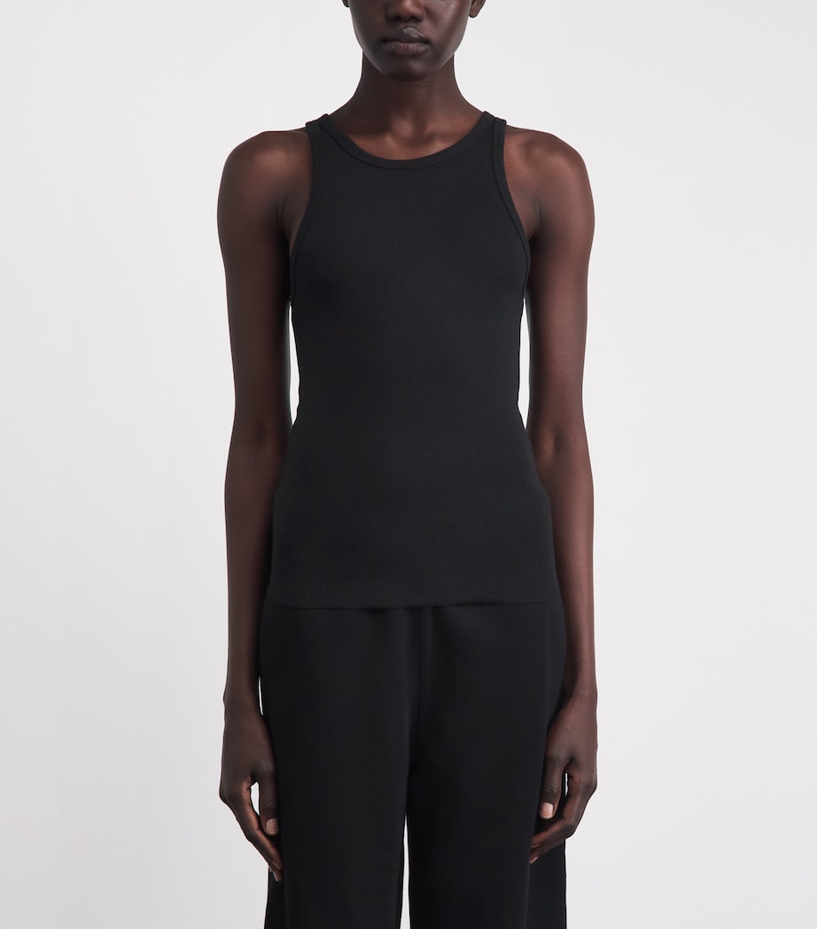 ÉTERNE Womens Ribbed Tank Top Black Image 4