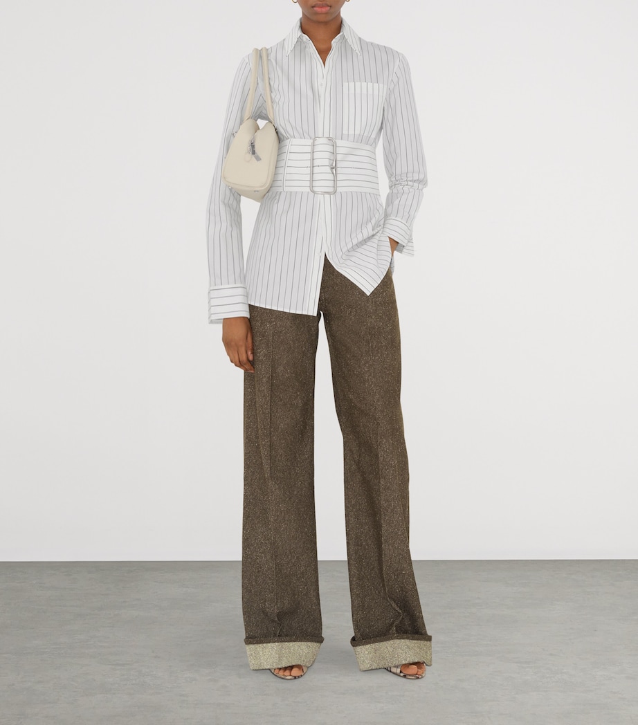 Cotton Stripe Belted Shirt STRING/COAL Image 2