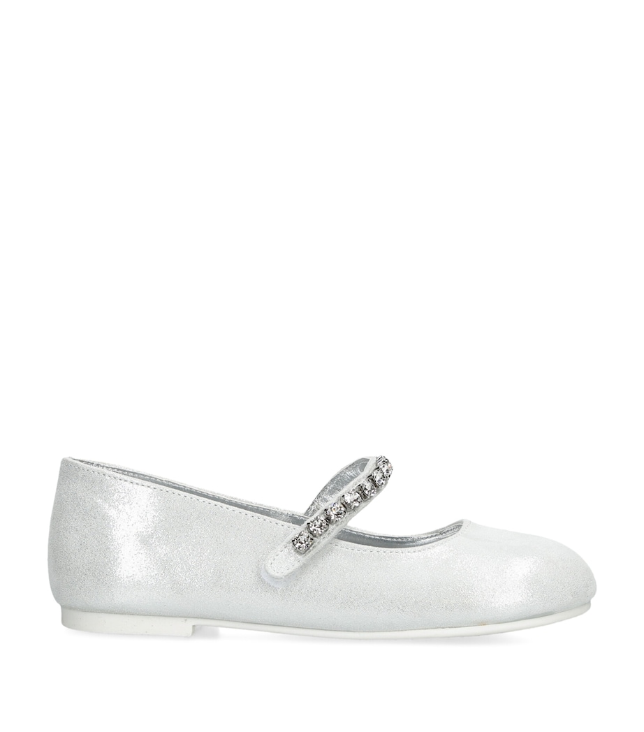 BabyWalker Leather Crystal-Strap Ballet Flats Silver Image 1