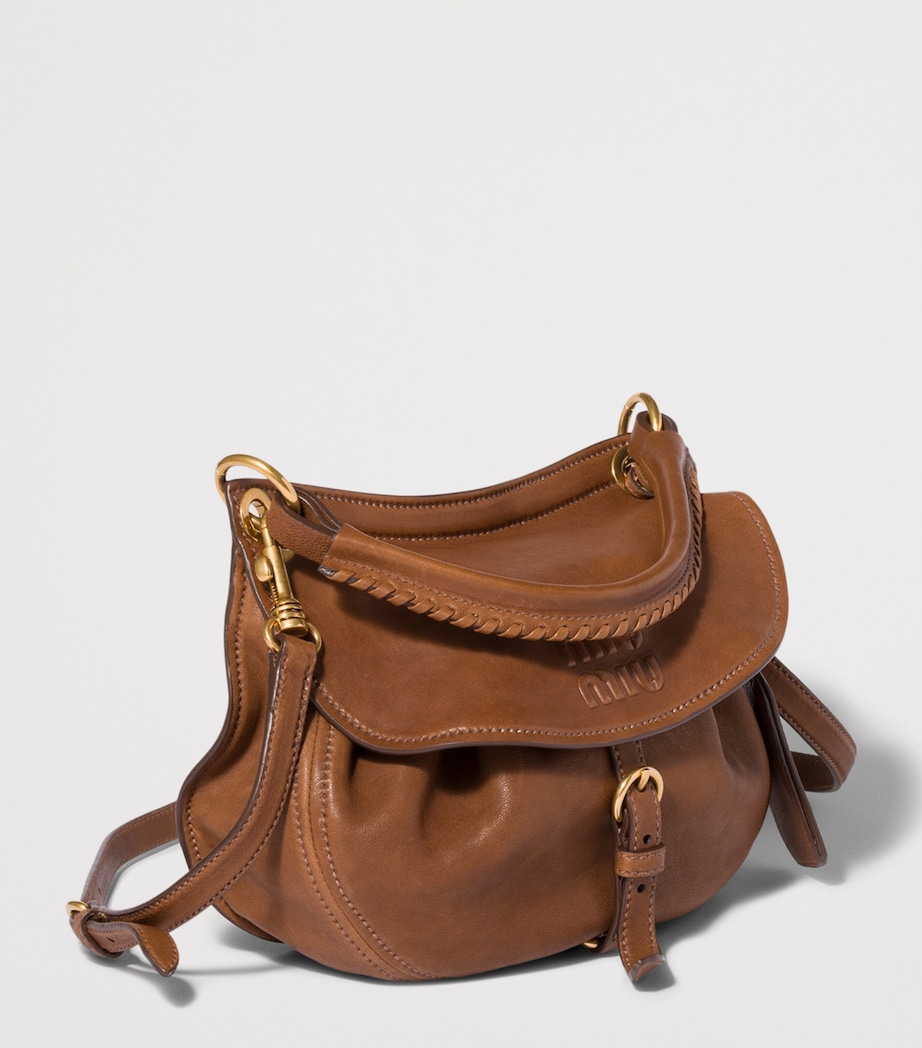 Miu Miu Small Leather Rendez-Vous Shoulder Bag Brown Image 2