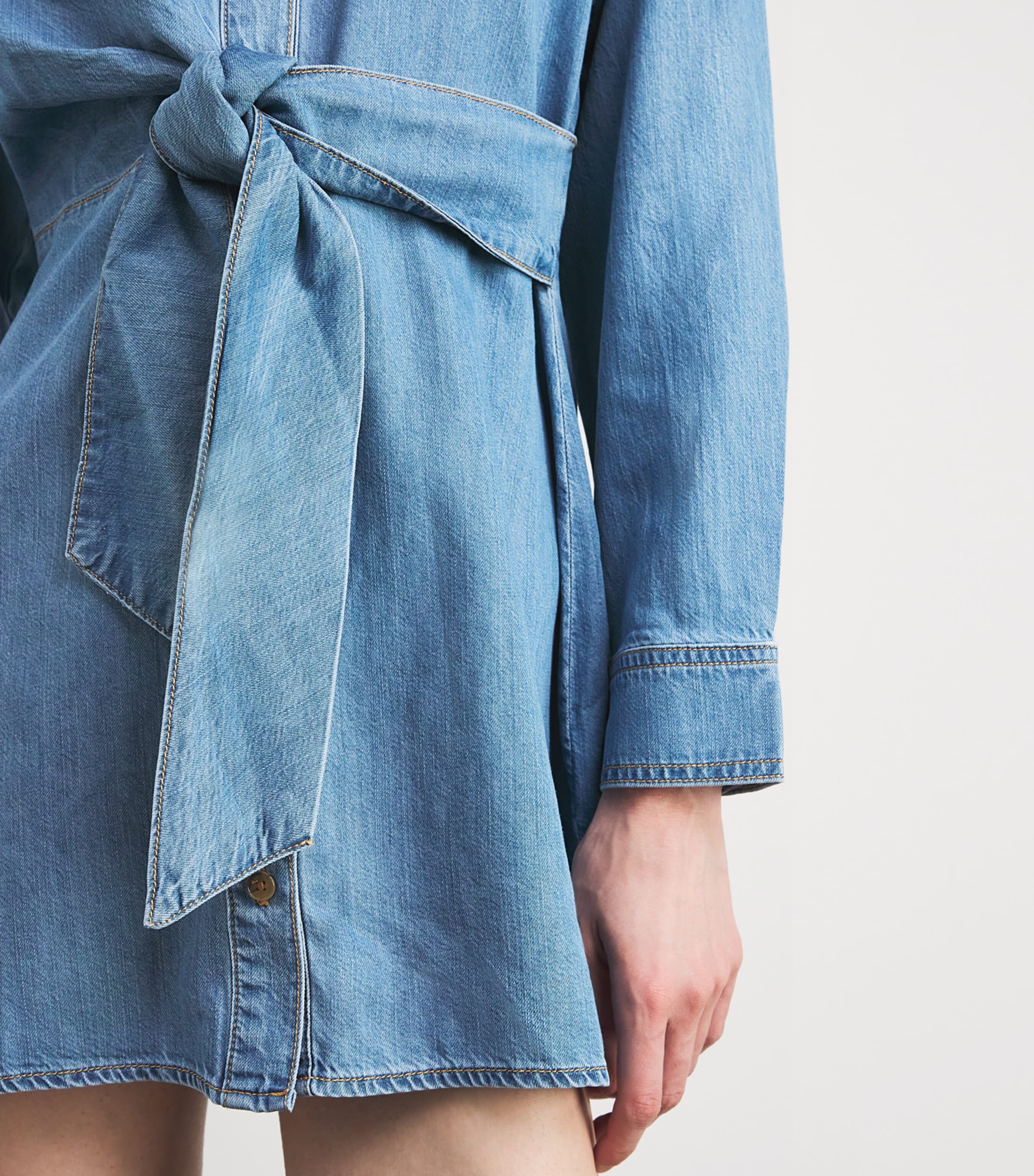 Good American Womens Denim Mini Shirt Dress Image 3