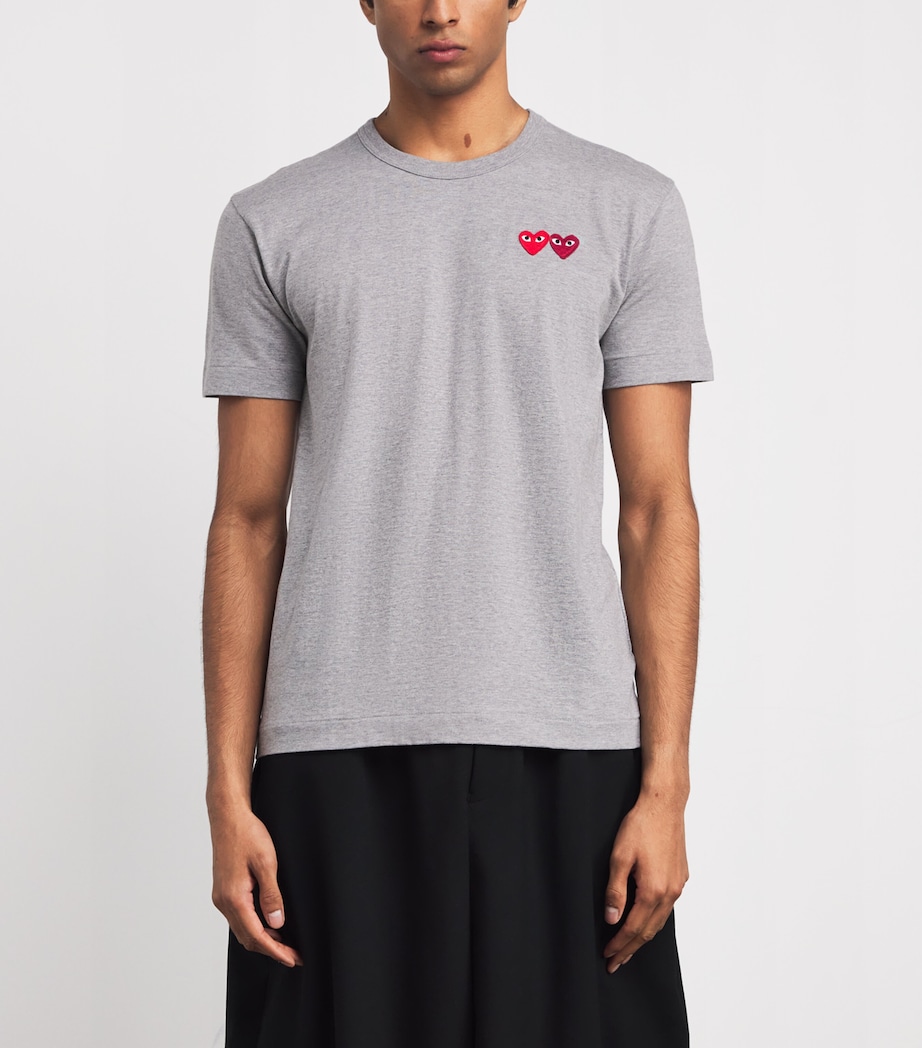 Embroidered Double-Heart T-Shirt 3 - GREY Image 3