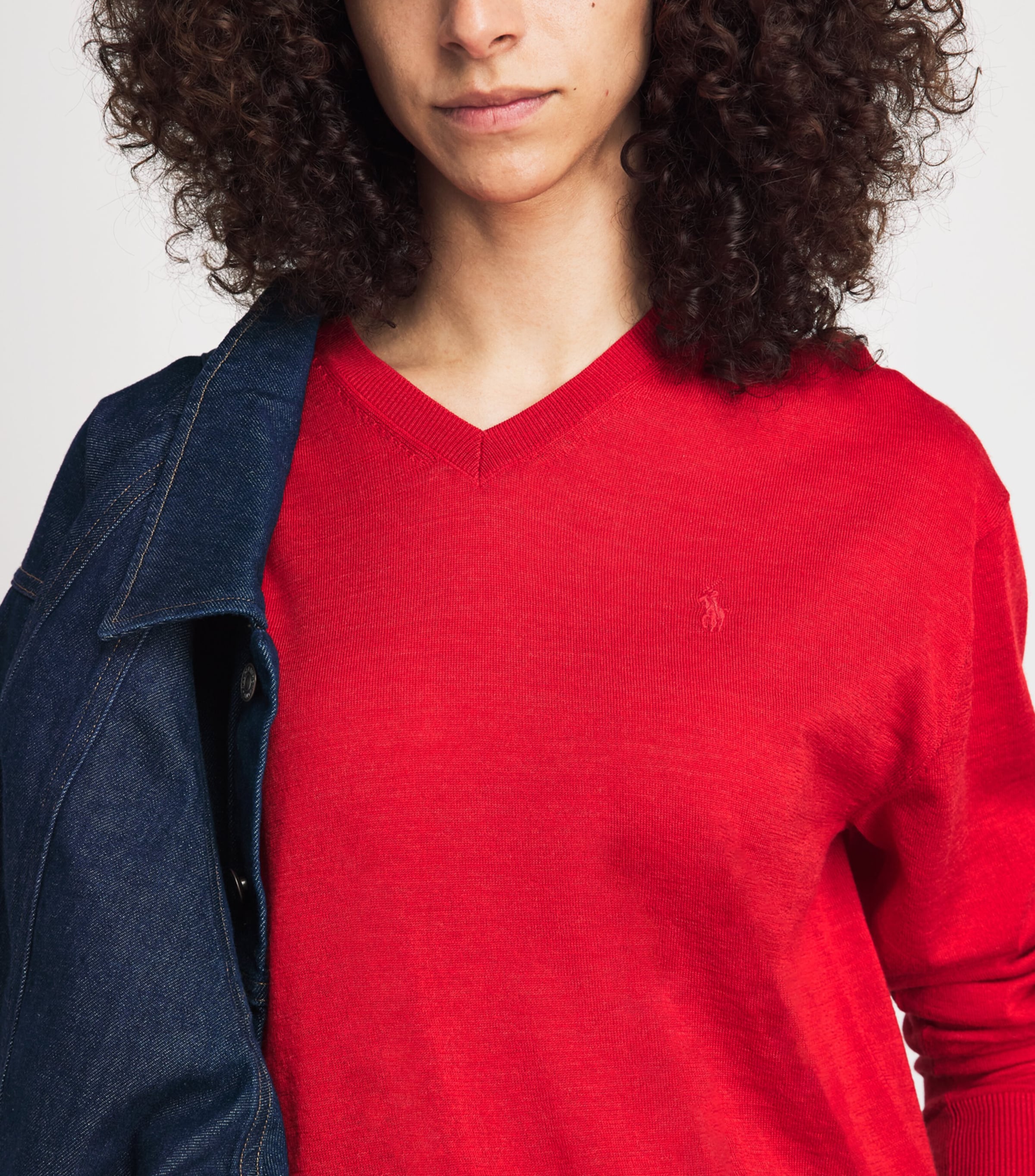 Polo Ralph Lauren Womens Wool V-Neck Sweater Flanders Red Heather Image 3