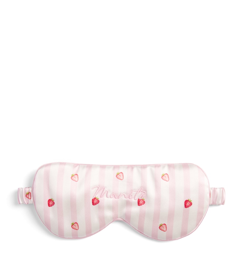 MANITO Womens Mulberry Silk Summer Fruits Eye Mask Strawberry Pink Image 1