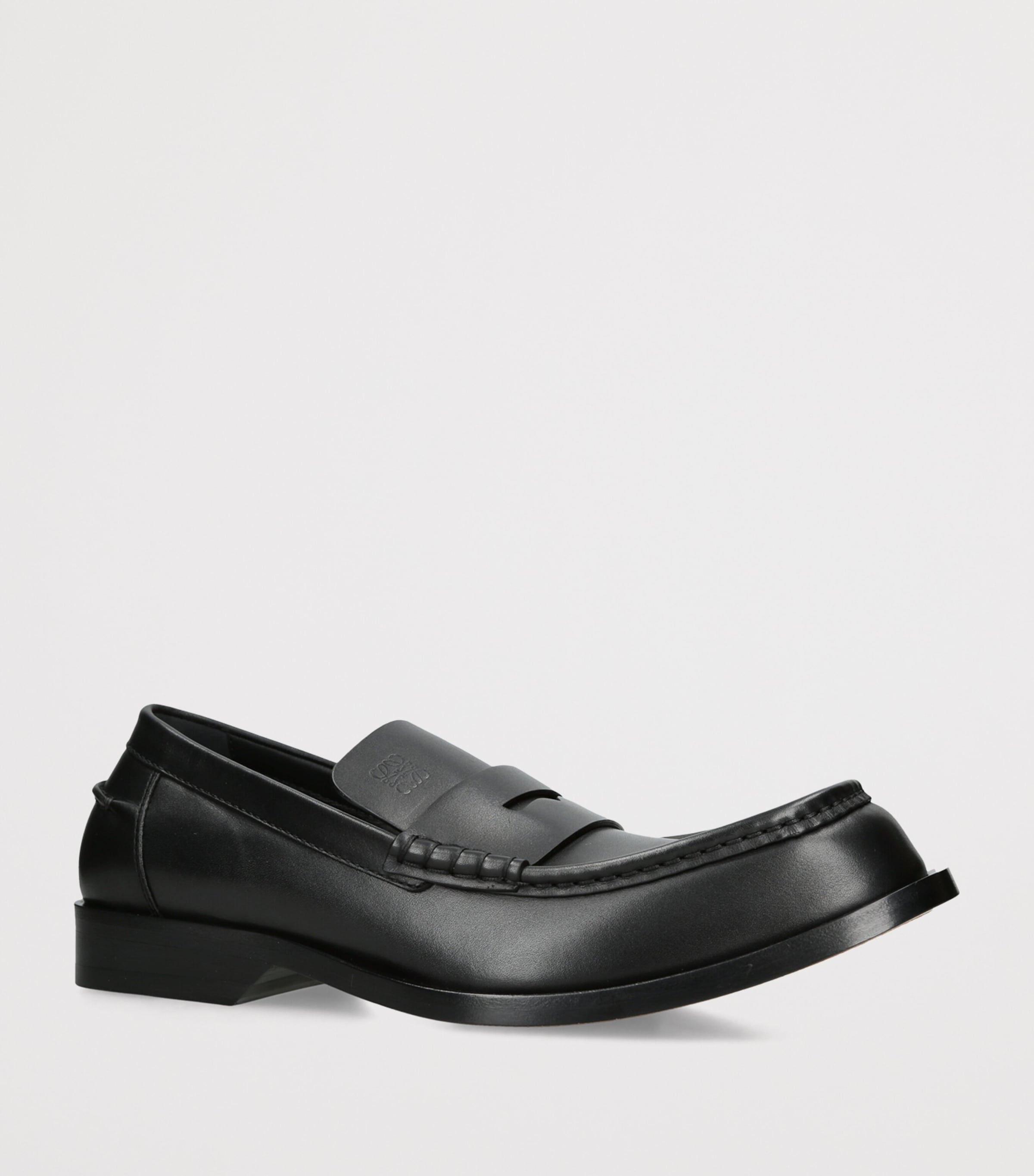 LOEWE Leather Bobine Loafers Black Image 3