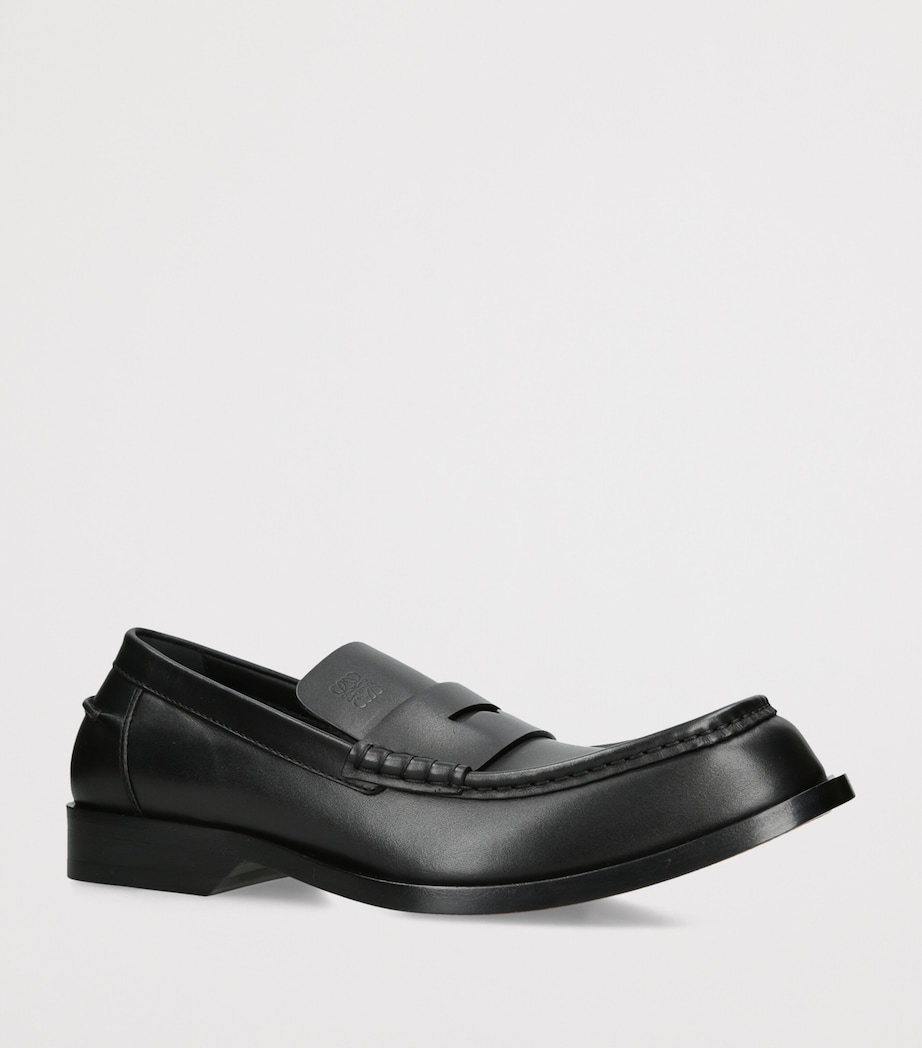 LOEWE Leather Bobine Loafers Black Image 3