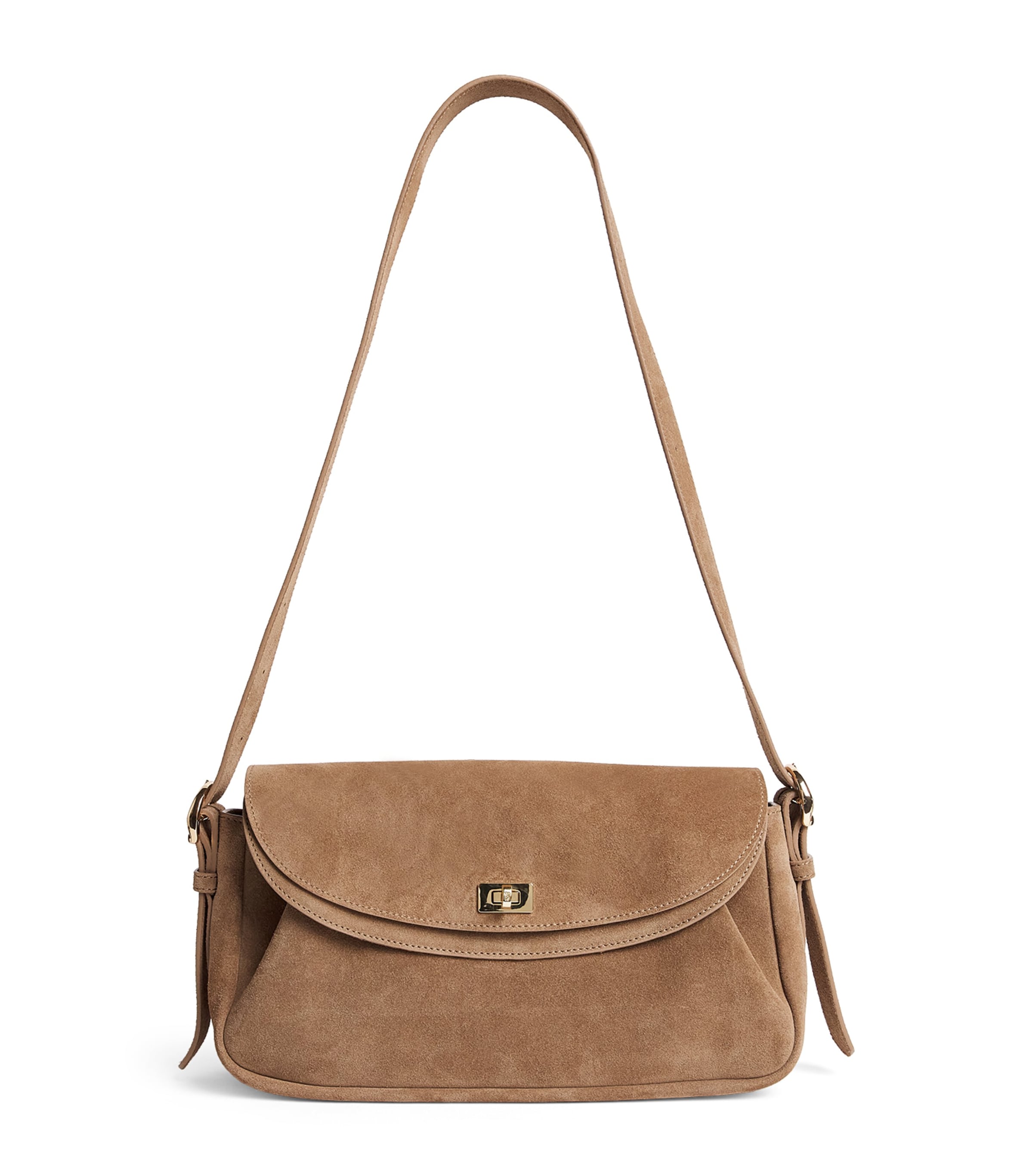 Sandro Womens Beige Le Mambo Suede Shoulder Bag In Sand